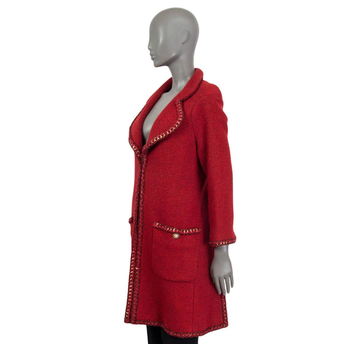 Women's CHANEL red alpaca & wool 2015 SALZBURG CHAIN TRIM Coat Jacket 36 XS 15A