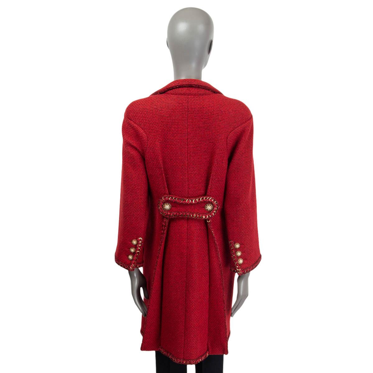 CHANEL red alpaca & wool 2015 SALZBURG CHAIN TRIM Coat Jacket 36 XS 15A 1