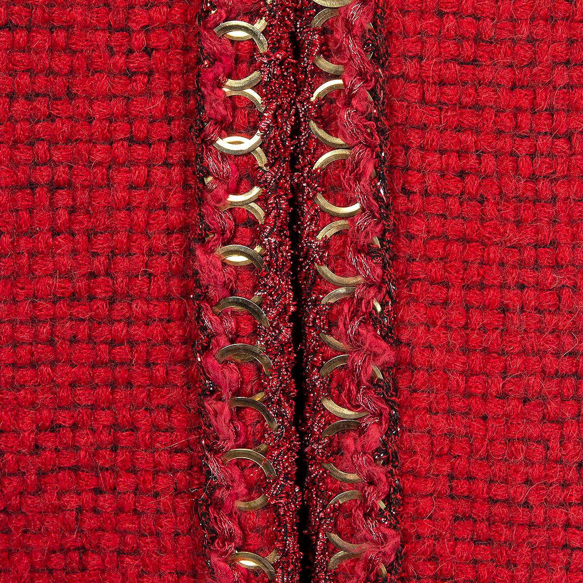 CHANEL red alpaca & wool 2015 SALZBURG CHAIN TRIM Coat Jacket 36 XS 15A 2