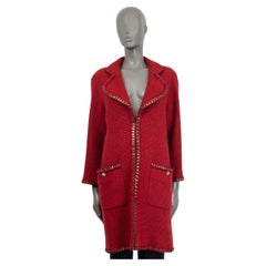 CHANEL red alpaca & wool 2015 SALZBURG CHAIN TRIM Coat Jacket 36 XS 15A