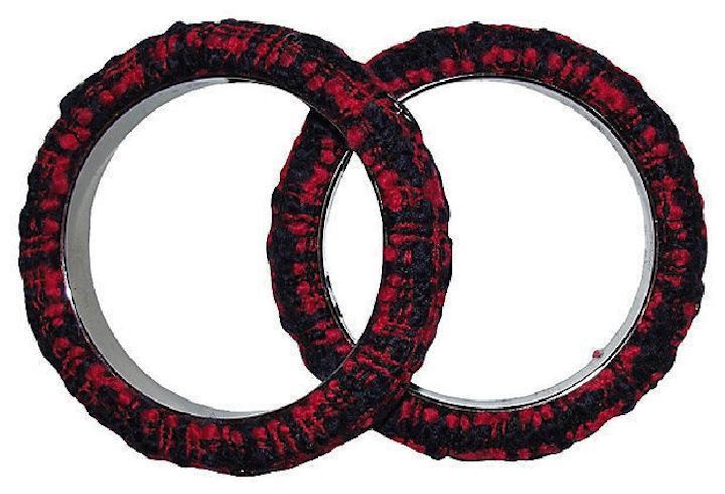 Contemporary Chanel Red and Black Pair of Tweed Wool Bangle Bracelets For Sale