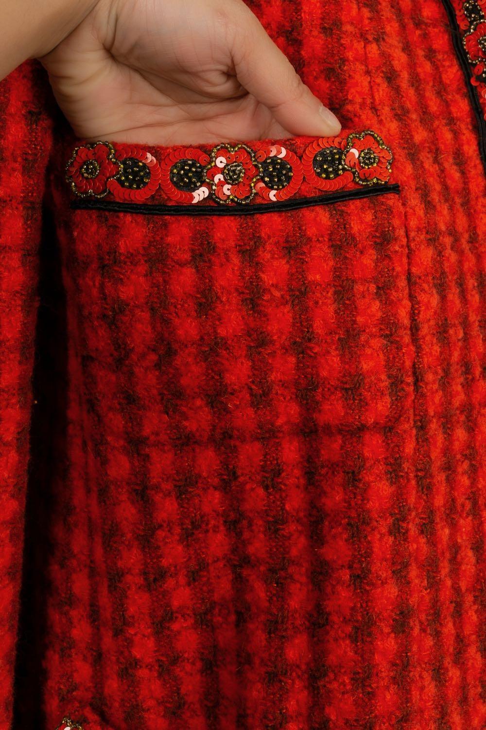 Tailleur jupe rouge et noire Chanel automne-hiver 1990/91 en vente 3