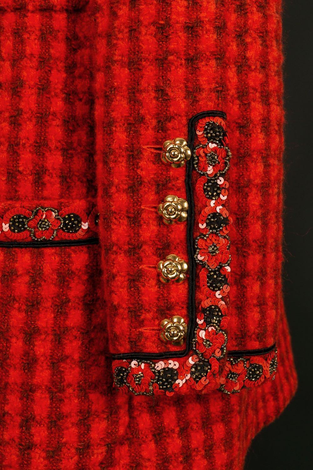 Tailleur jupe rouge et noire Chanel automne-hiver 1990/91 en vente 4