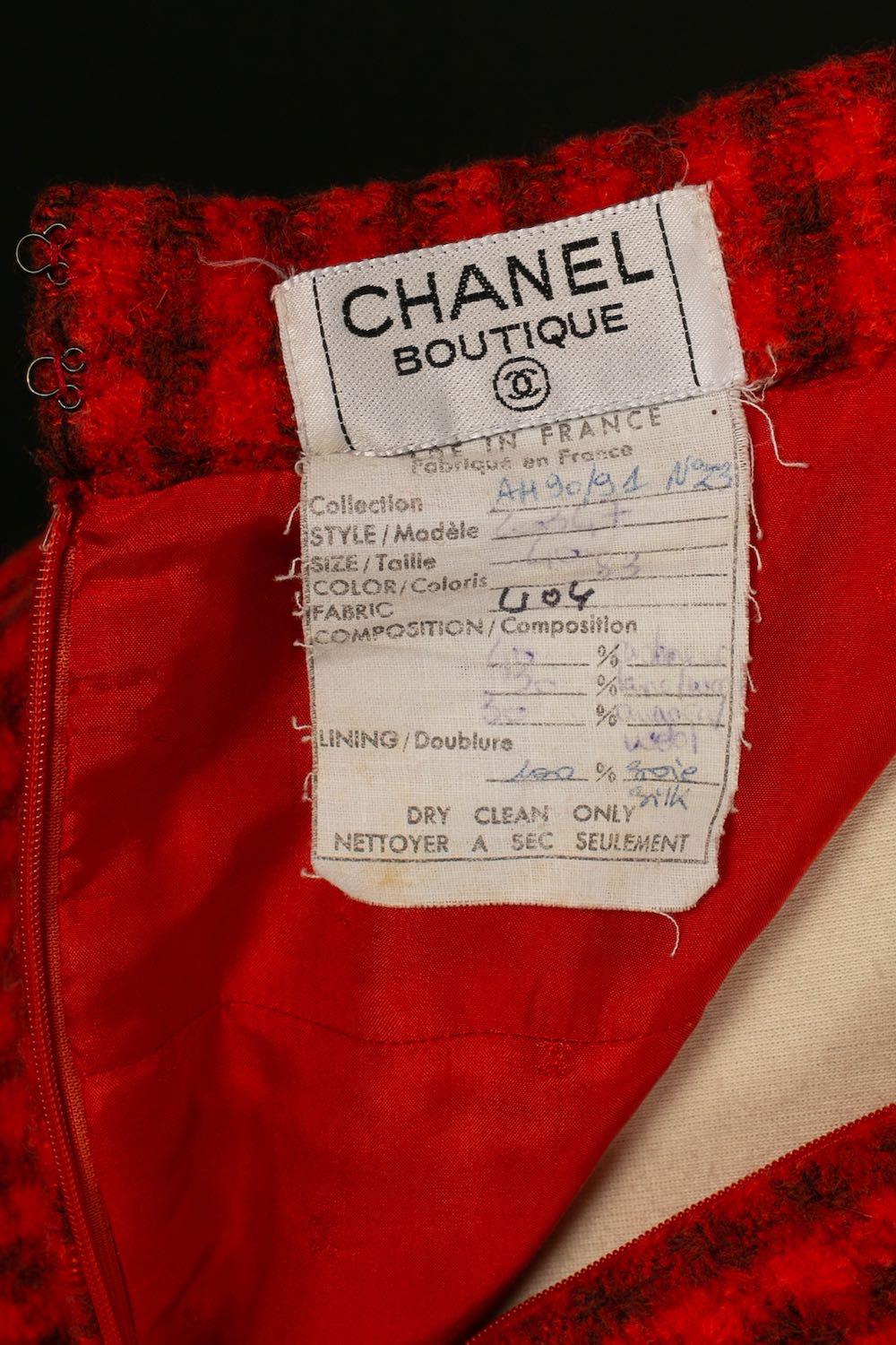 Tailleur jupe rouge et noire Chanel automne-hiver 1990/91 en vente 8