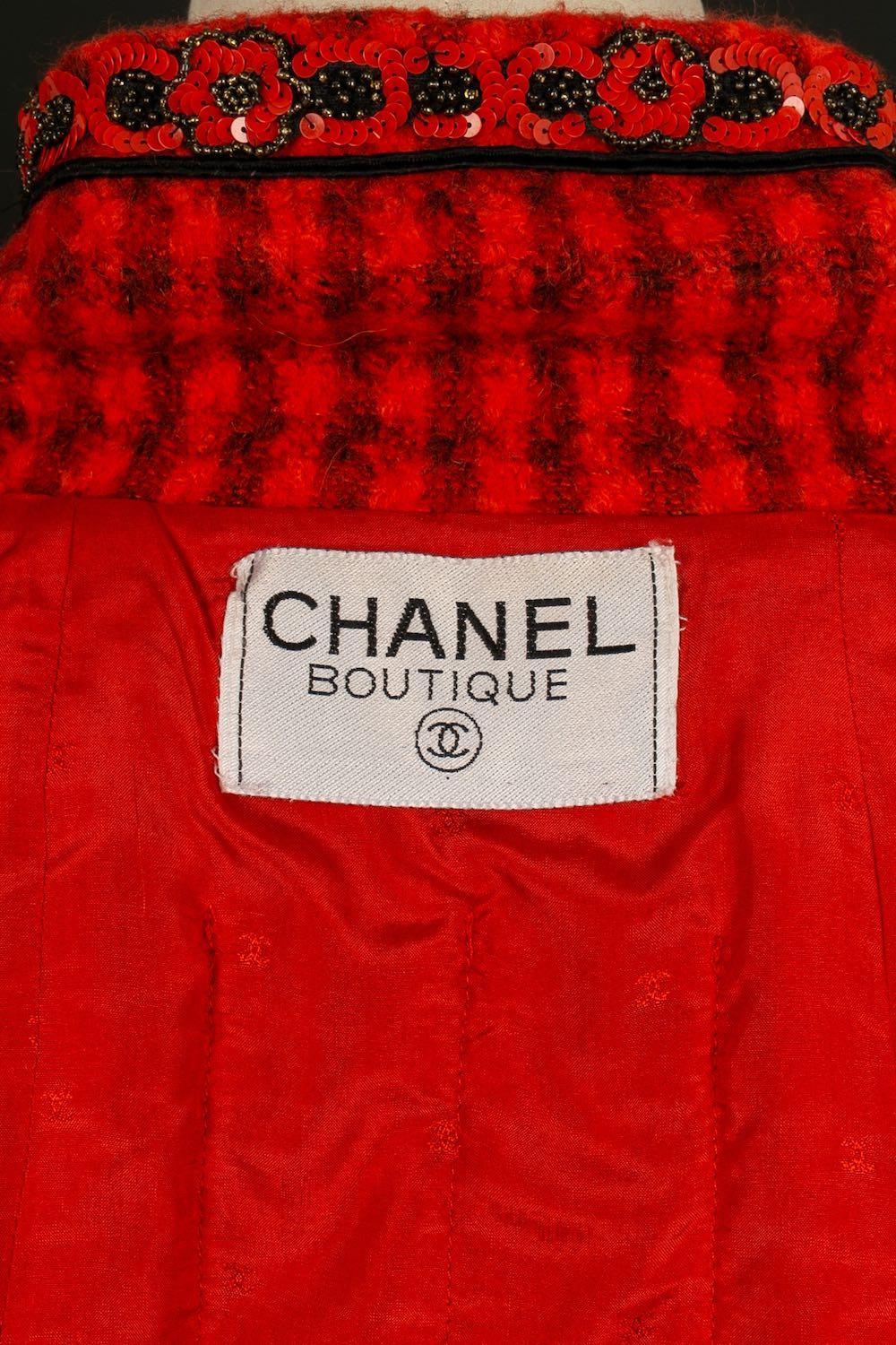 Tailleur jupe rouge et noire Chanel automne-hiver 1990/91 en vente 9