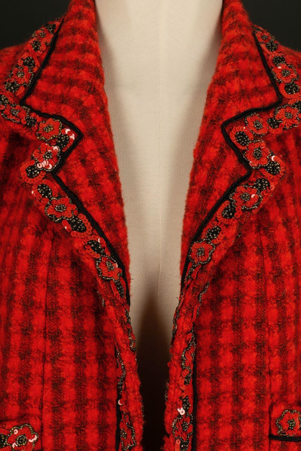 Tailleur jupe rouge et noire Chanel automne-hiver 1990/91 en vente 1