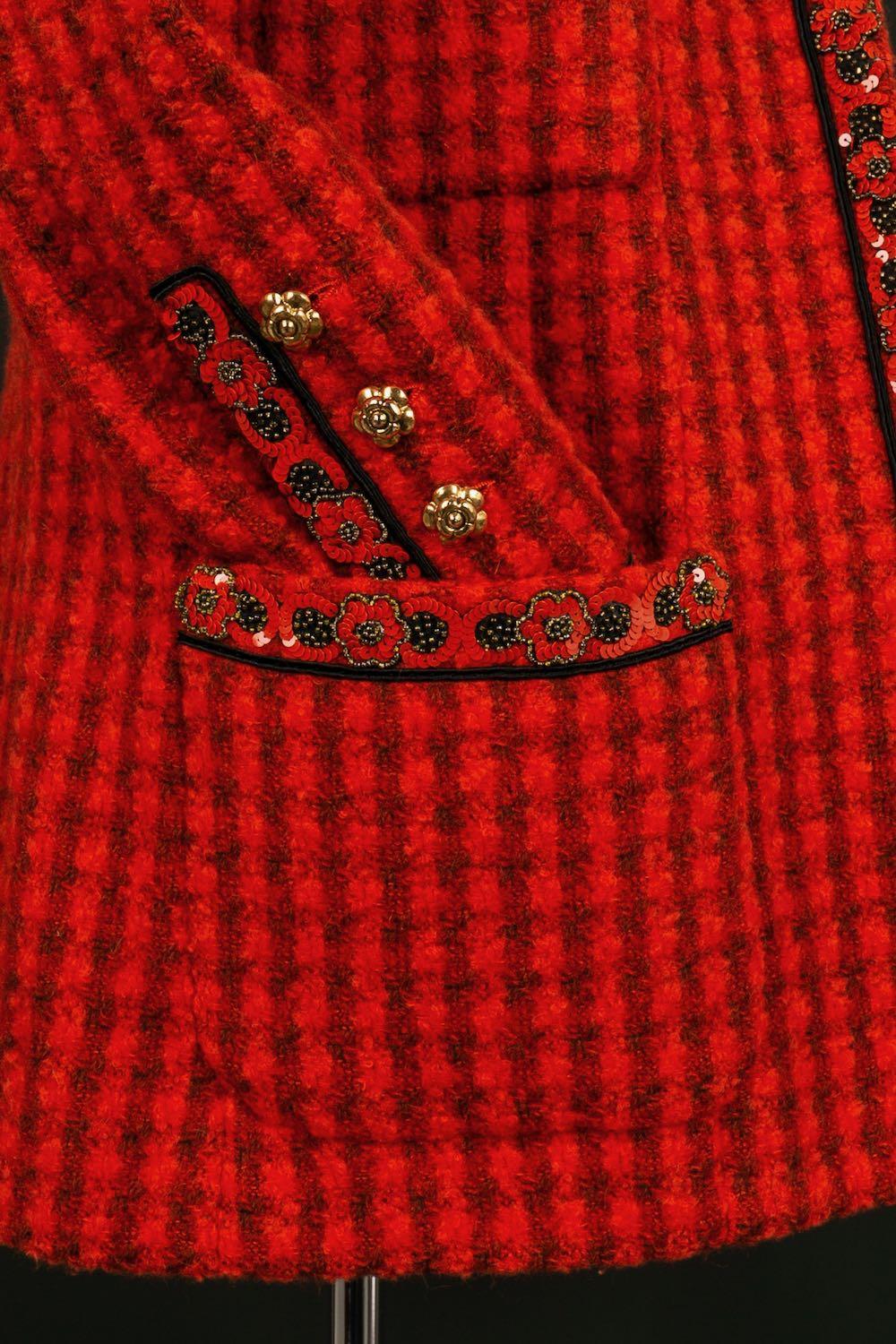 Tailleur jupe rouge et noire Chanel automne-hiver 1990/91 en vente 2