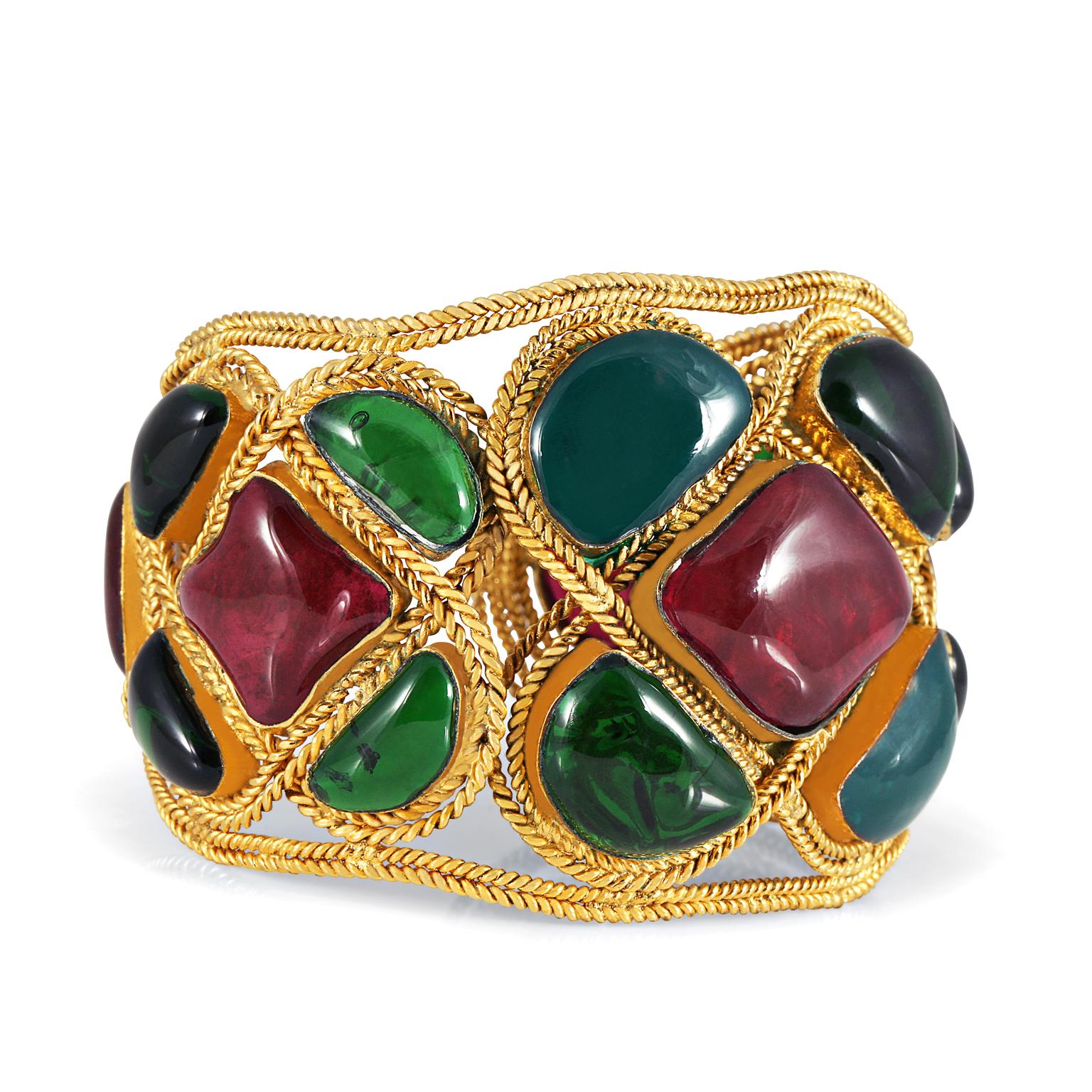 Chanel Red and Green Gripoix Cuff 1