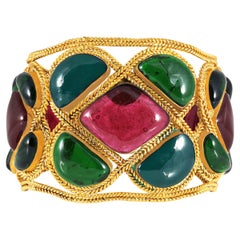 Chanel Red and Green Gripoix Cuff