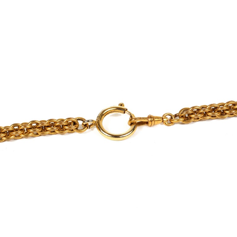 Chanel Red and Green Gripoix Gold Twist Chain For Sale at 1stDibs