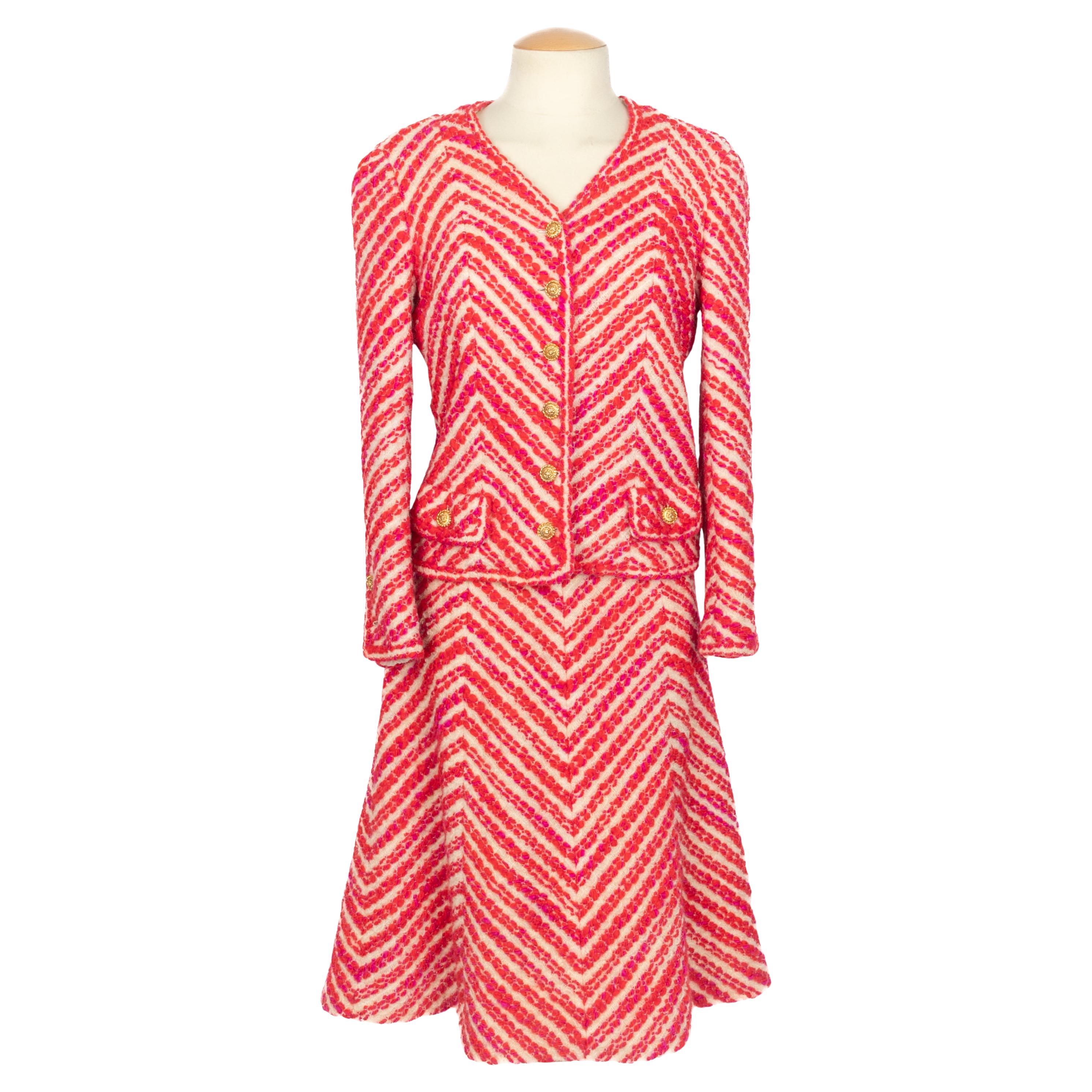 Abito rosso e bianco Chanel Haute Couture