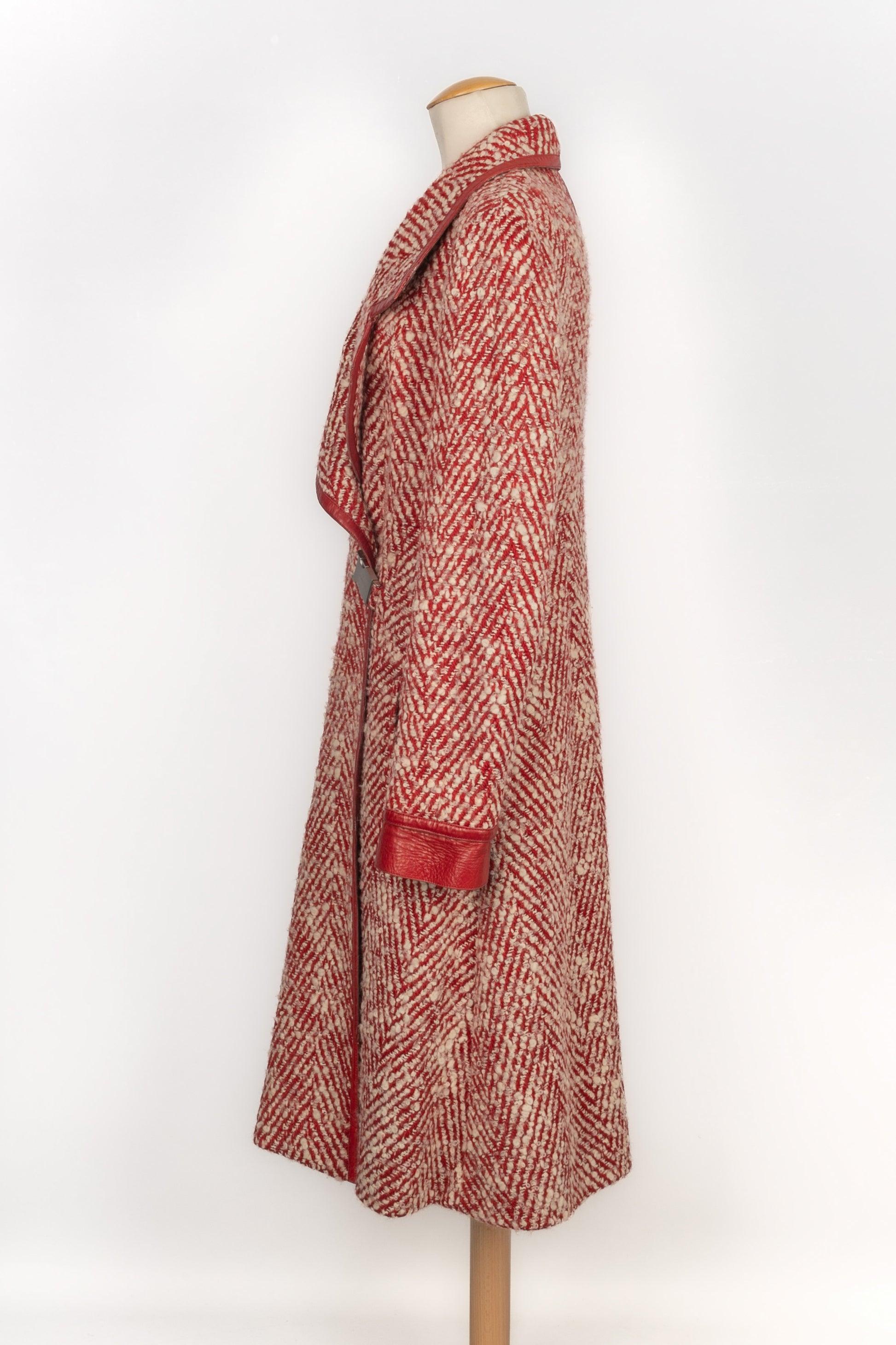 Pink Chanel Red and White Tweed Coat, 2000