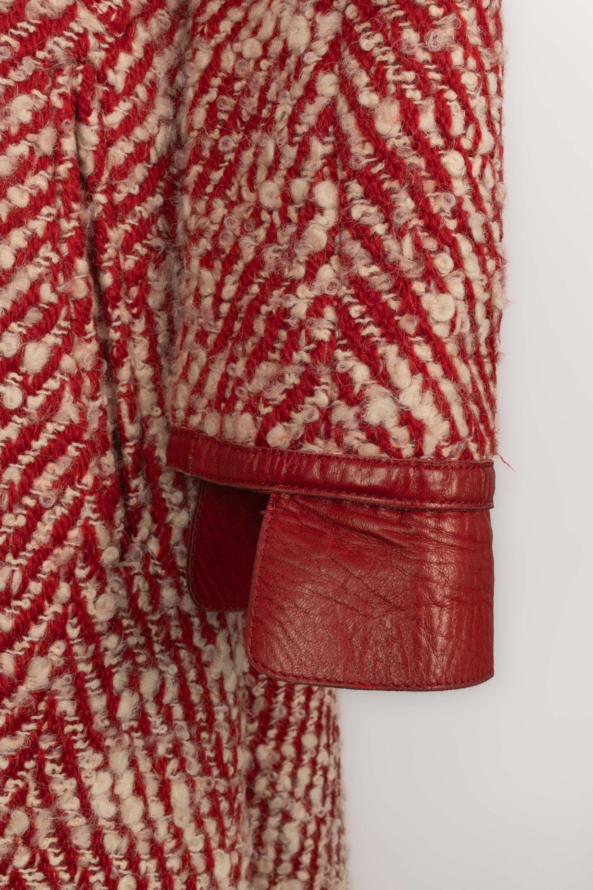 Women's Chanel Red and White Tweed Coat, 2000