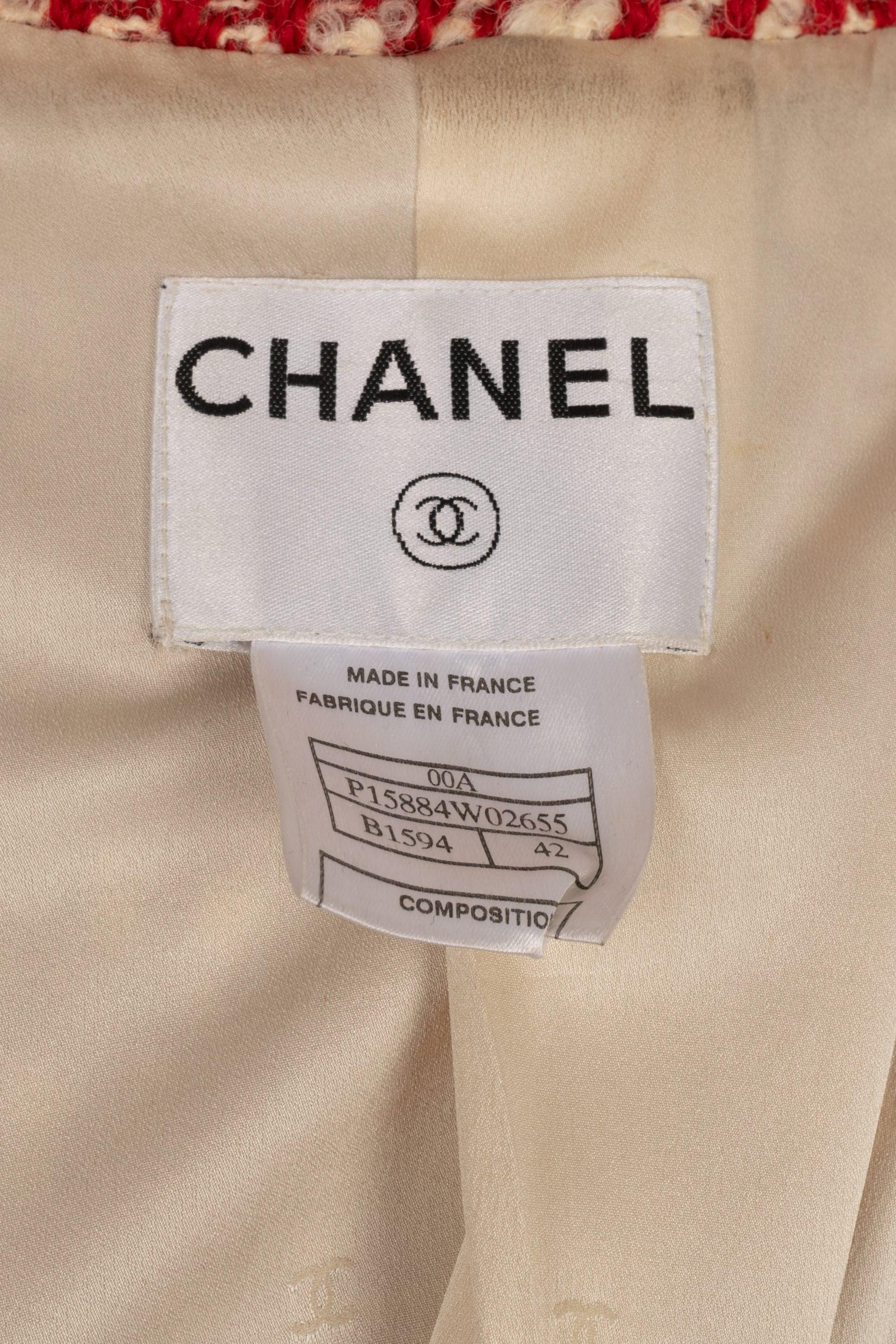 Chanel Red and White Tweed Coat, 2000 2