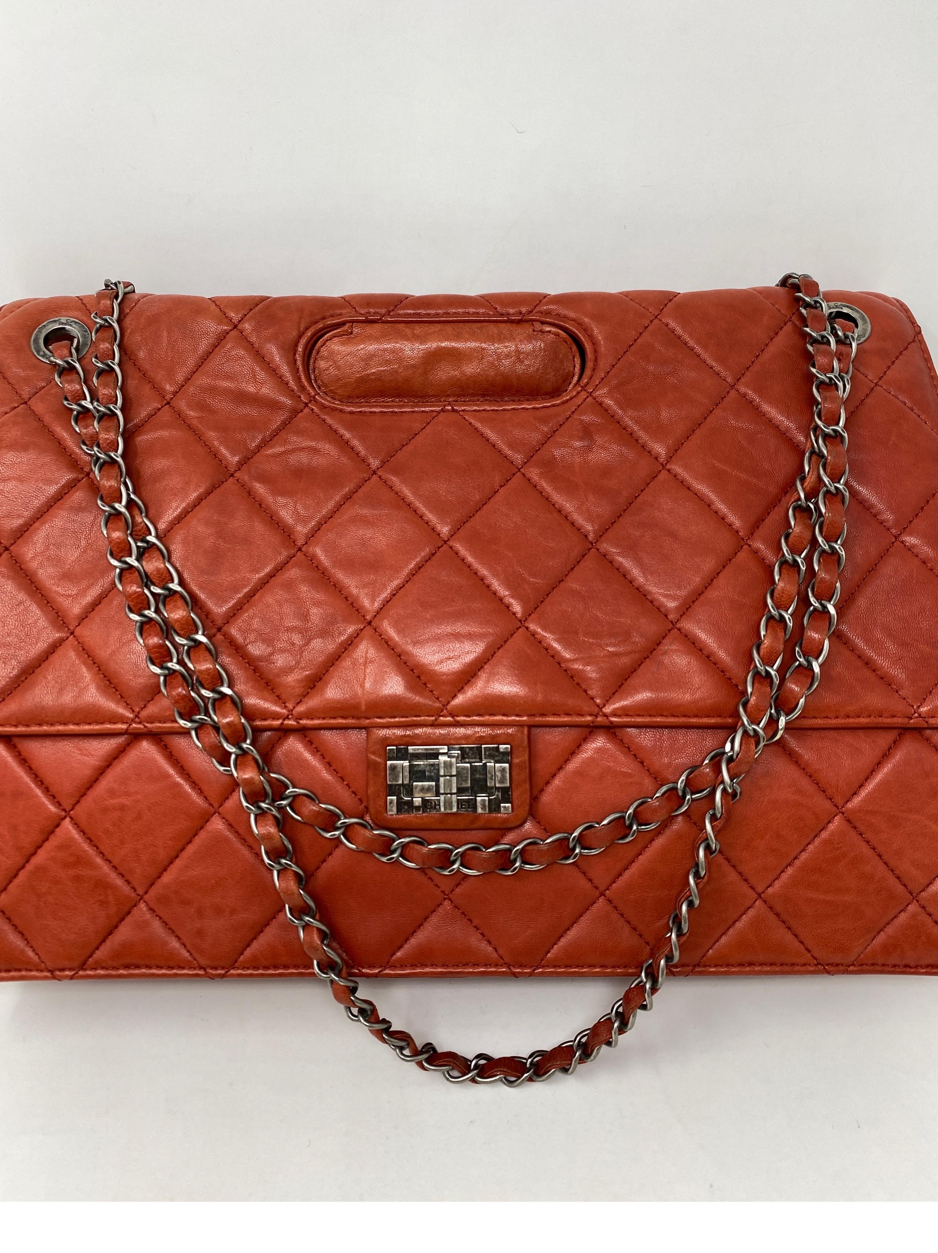 Chanel Red Bag. Karl Lagerfeld design. Unique two-way bag. Soft lambskin leather. Ruthenium hardware. Includes authenticity card. Guaranteed authentic. 