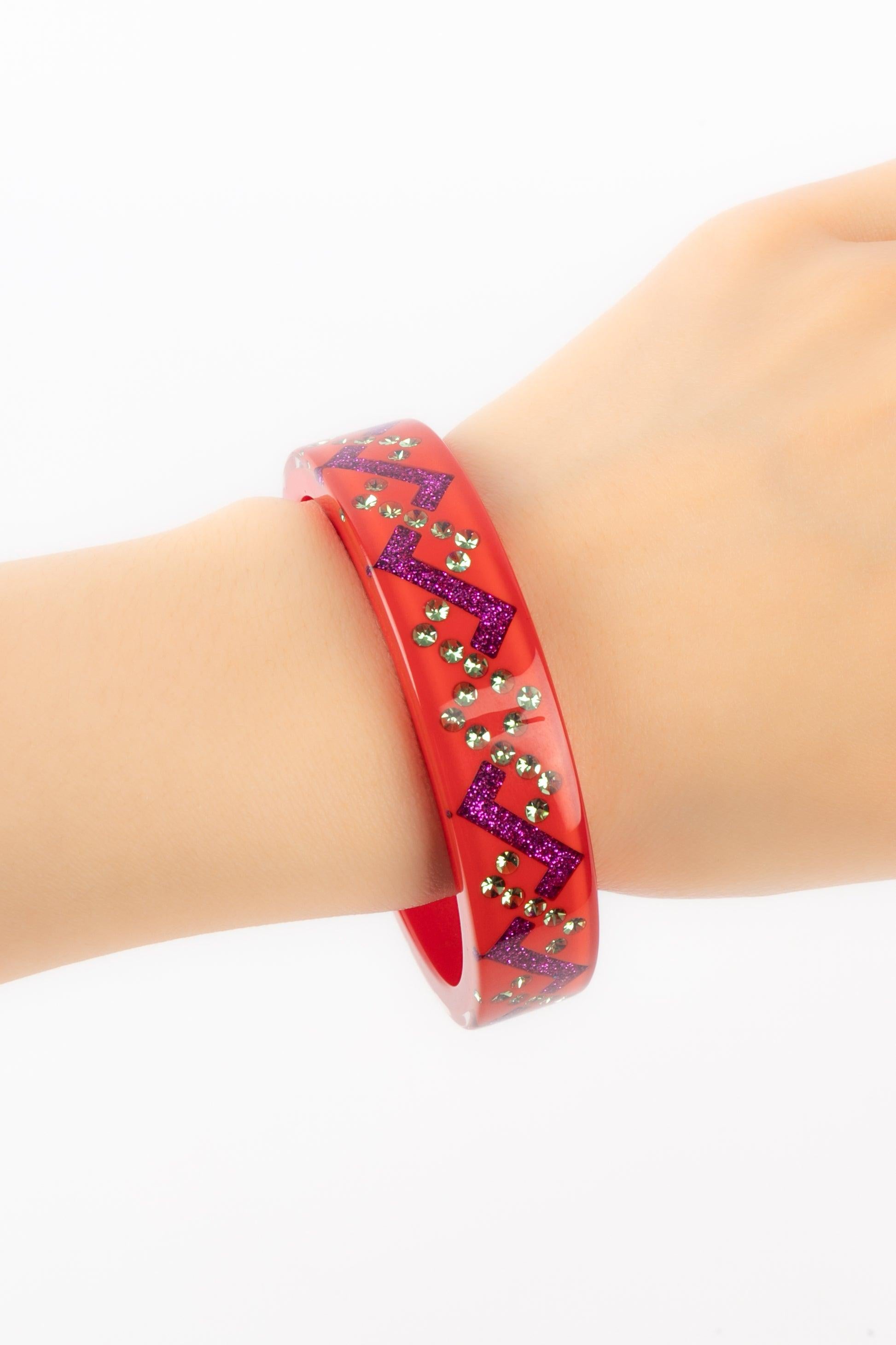 Chanel Red Bakelite Bracelet, 2018 4