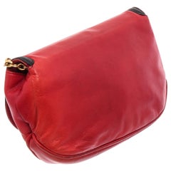 Chanel Red Black Lambskin Leather CC Chain Flap Shoulder Bag