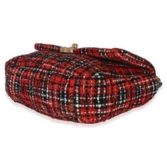 Chanel Red Black Multicolor Quilted Tweed Medium Chanel 19 Flap Bag