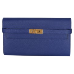 Hermès Bleu Electrique Epsom Kelly Longue Wallet GHW