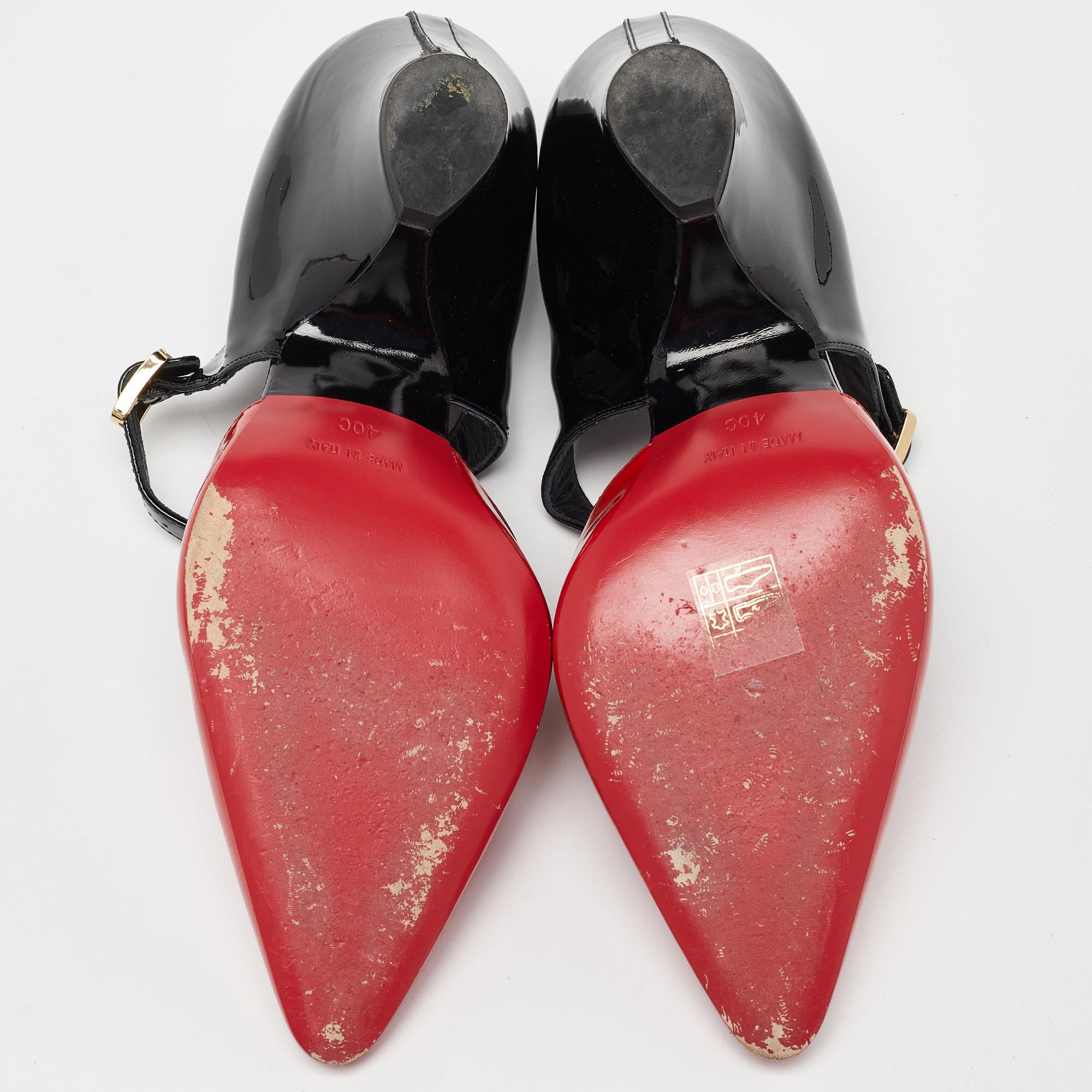 Chanel Red/Black Patent Leather Mary Jane Wedge Pumps Size 40 2