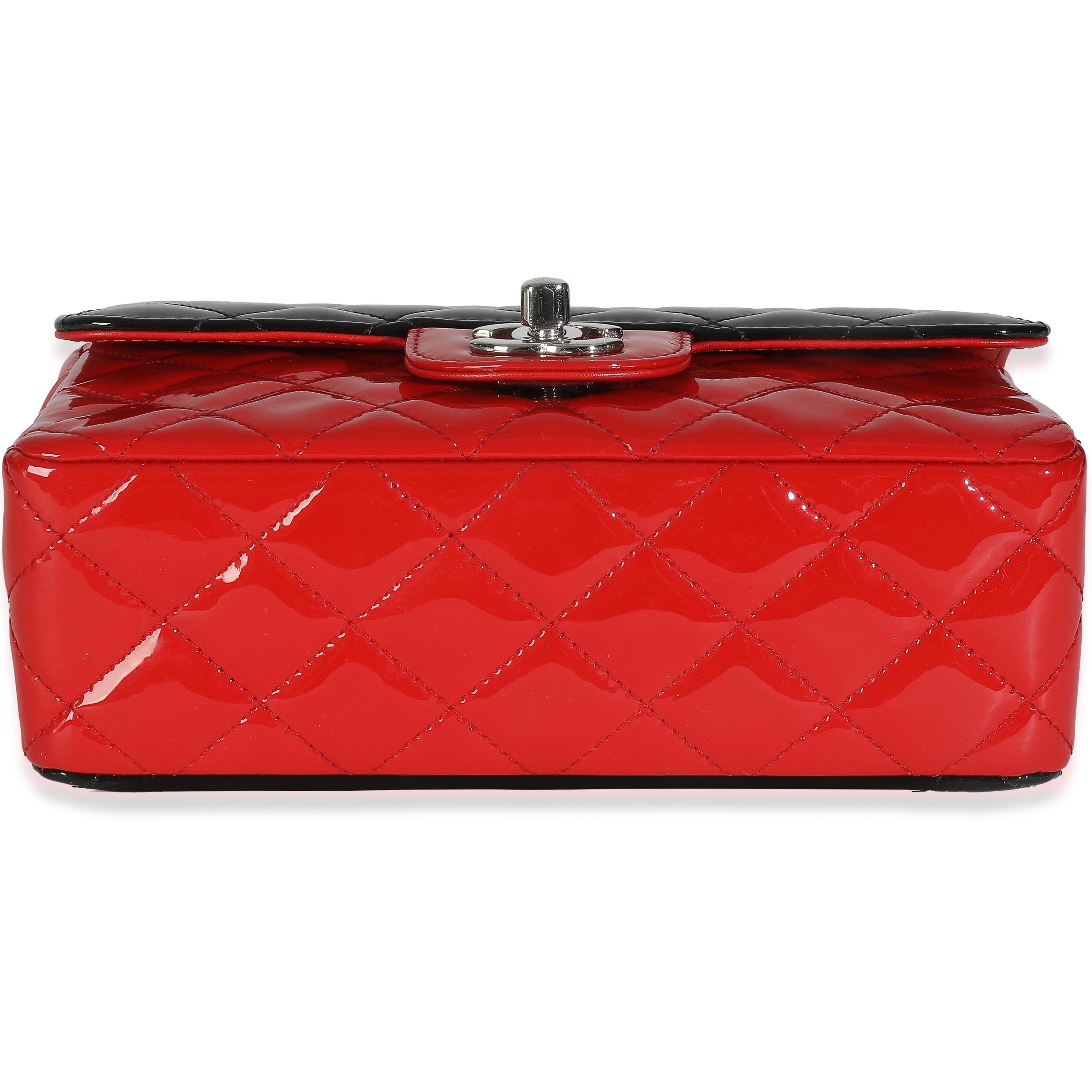Chanel Rouge Noir Brevet Matelassé Bi-Couleur Mini Sac Rectangulaire à Rabat en vente 4