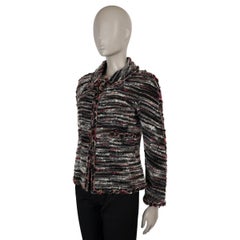 CHANEL red black white wool 11K BRAID TRIM TWEED Jacket 40 M