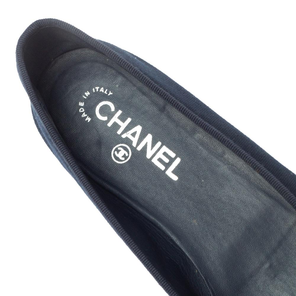 Women's Chanel Red/Blue Canvas And CC Cap Toe Bow Ballet Flats Size 40