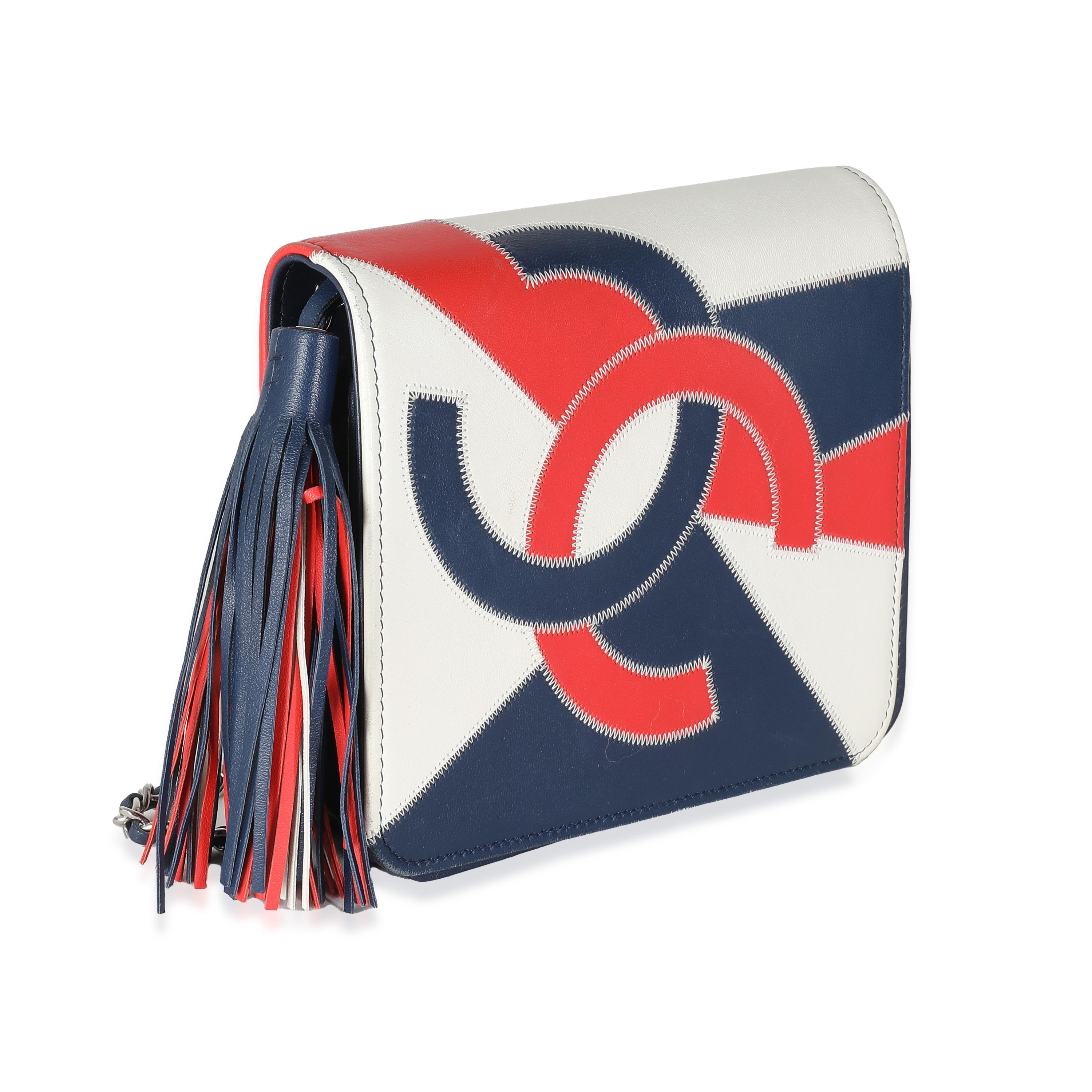 Purple Chanel Red Blue White Lambskin Patchwork CC Flap Bag For Sale