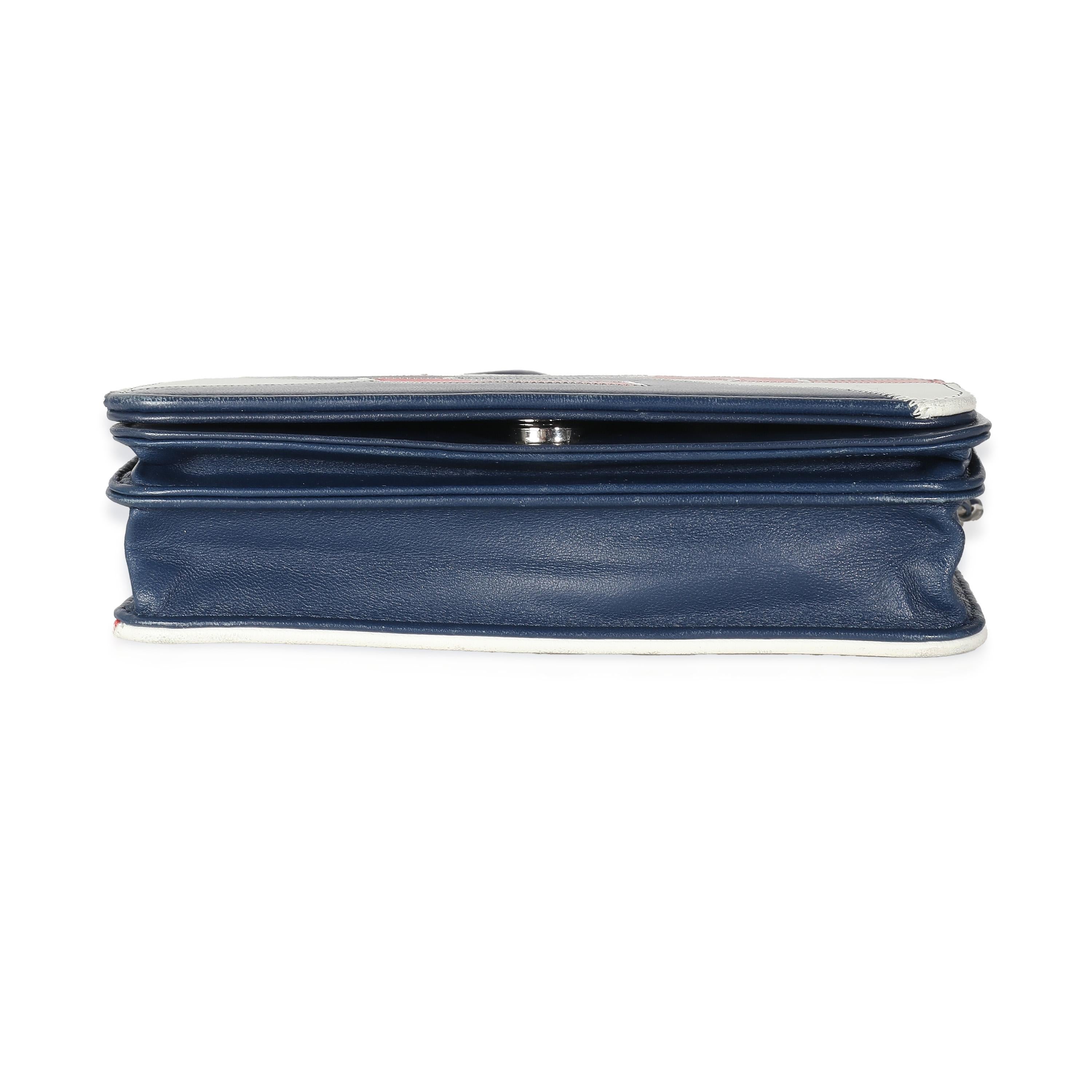 Women's Chanel Red Blue White Lambskin Patchwork CC Flap Bag For Sale