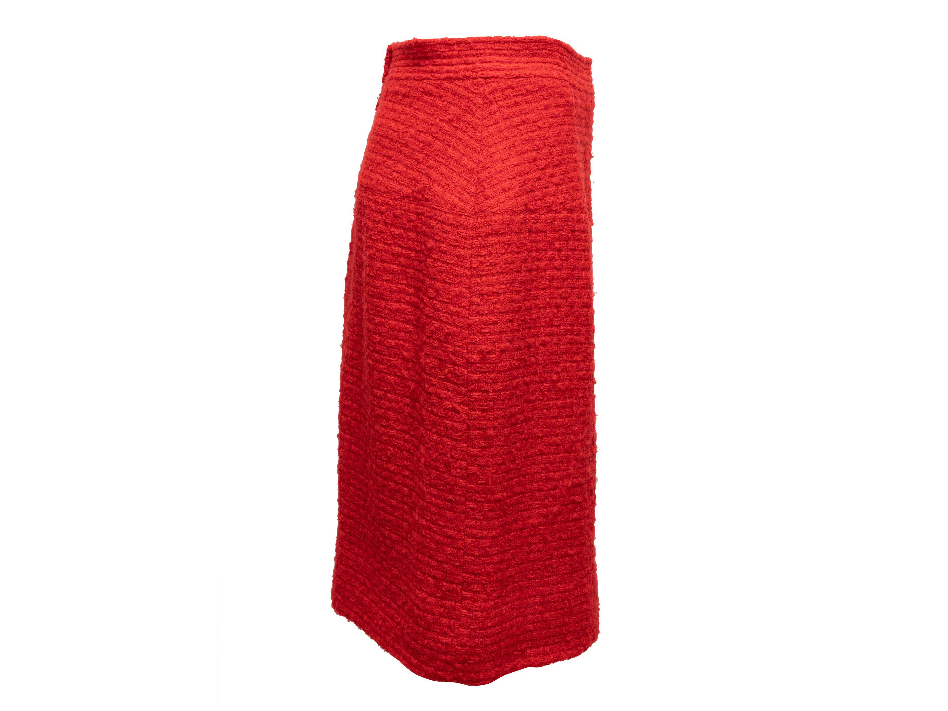 Chanel Red Boutique Tweed Pencil Skirt 2