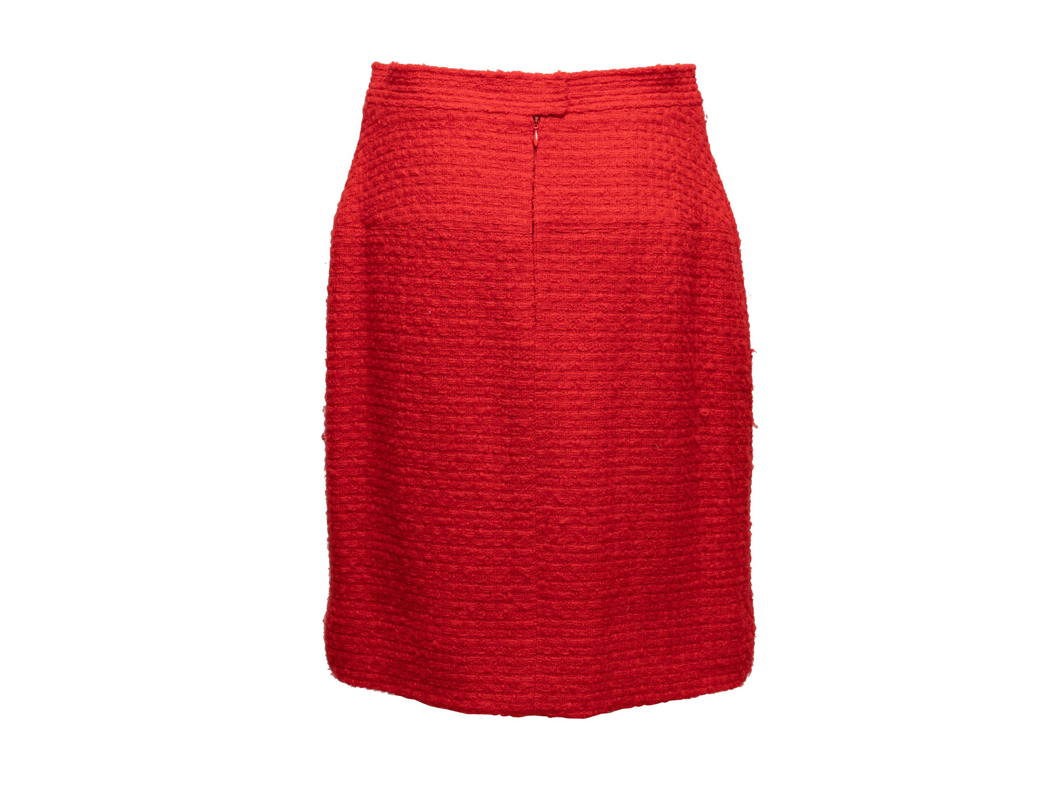 Chanel Red Boutique Tweed Pencil Skirt 3