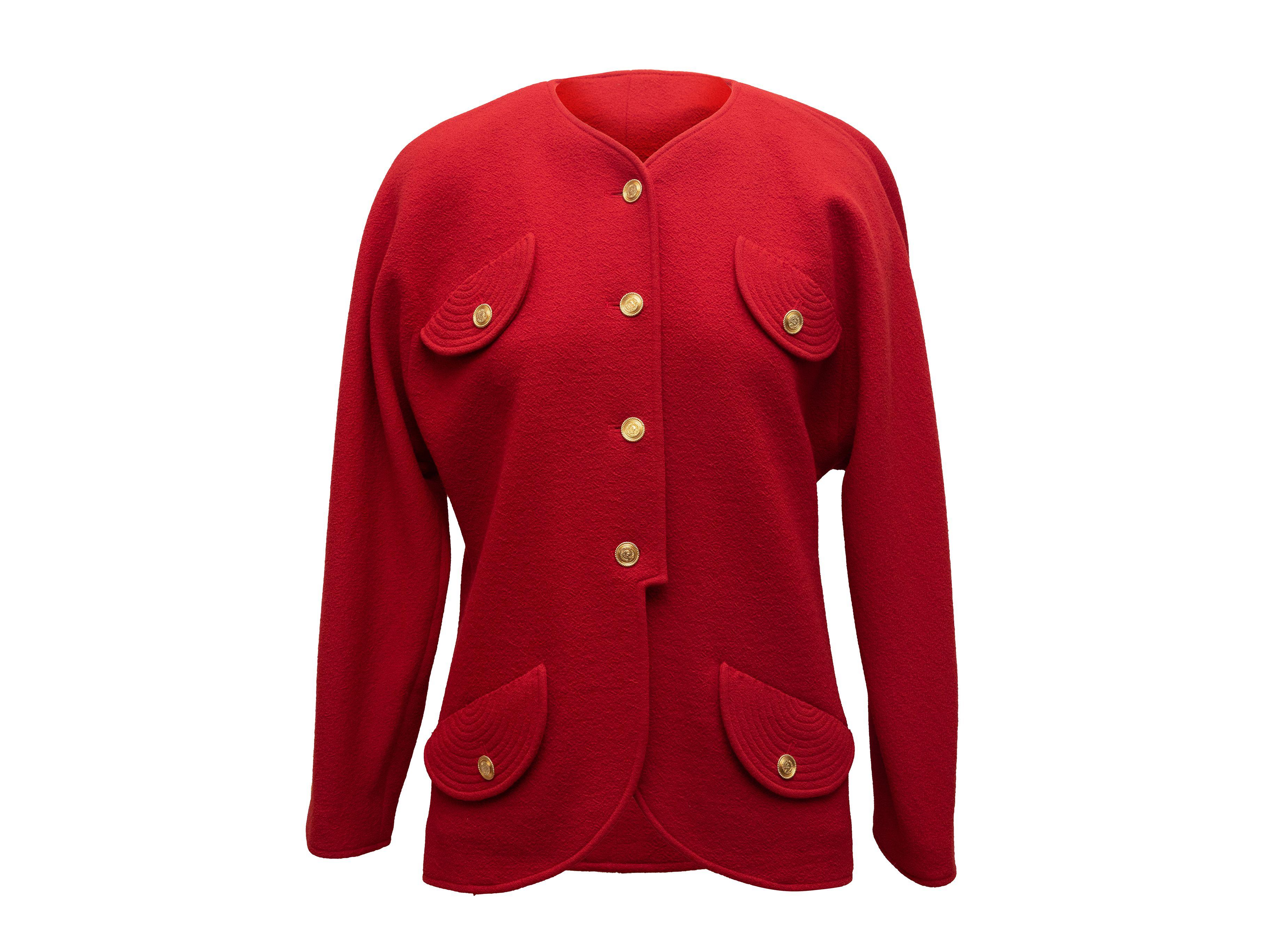 Chanel Red Boutique Wool Jacket In Good Condition In New York, NY