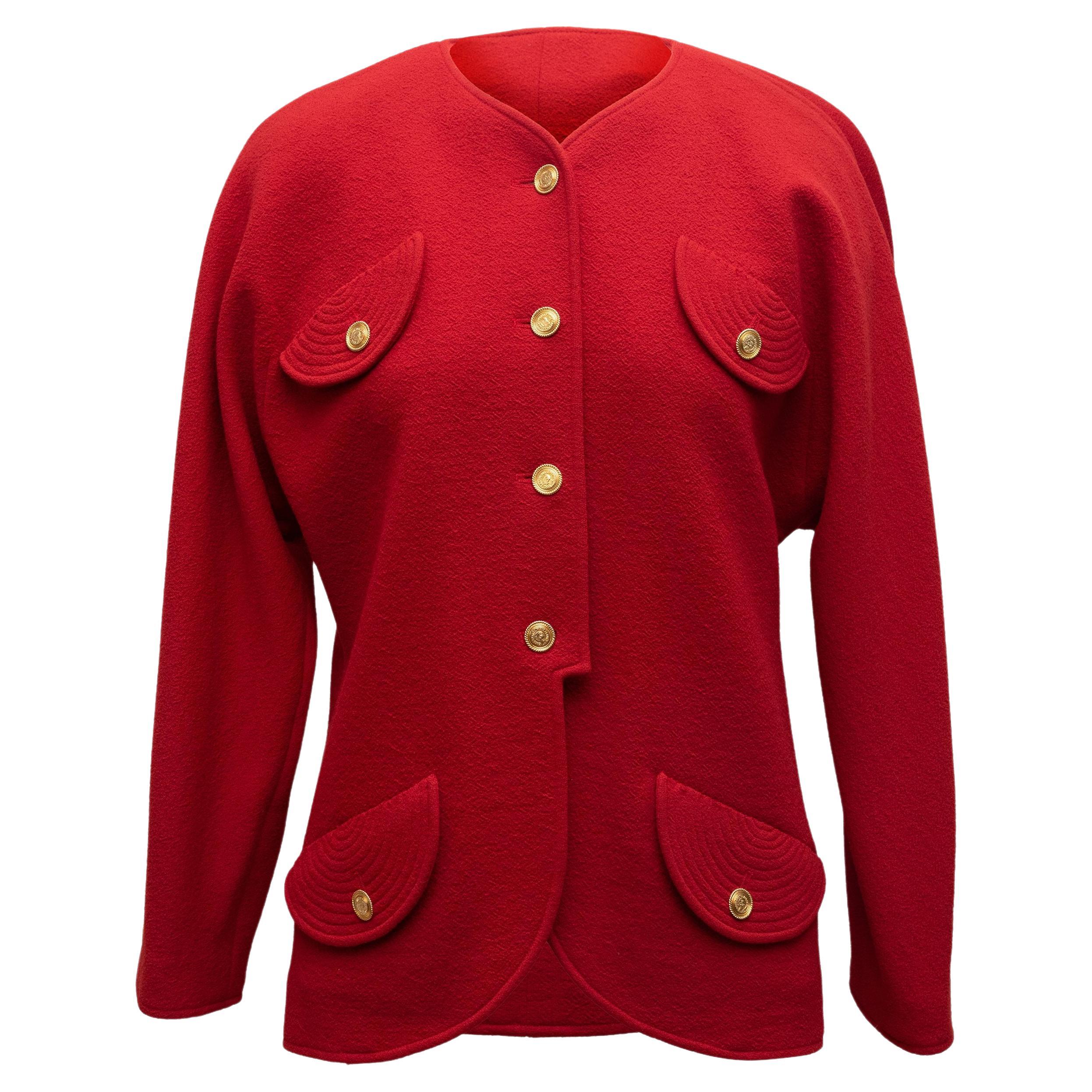 Chanel Red Boutique Wool Jacket