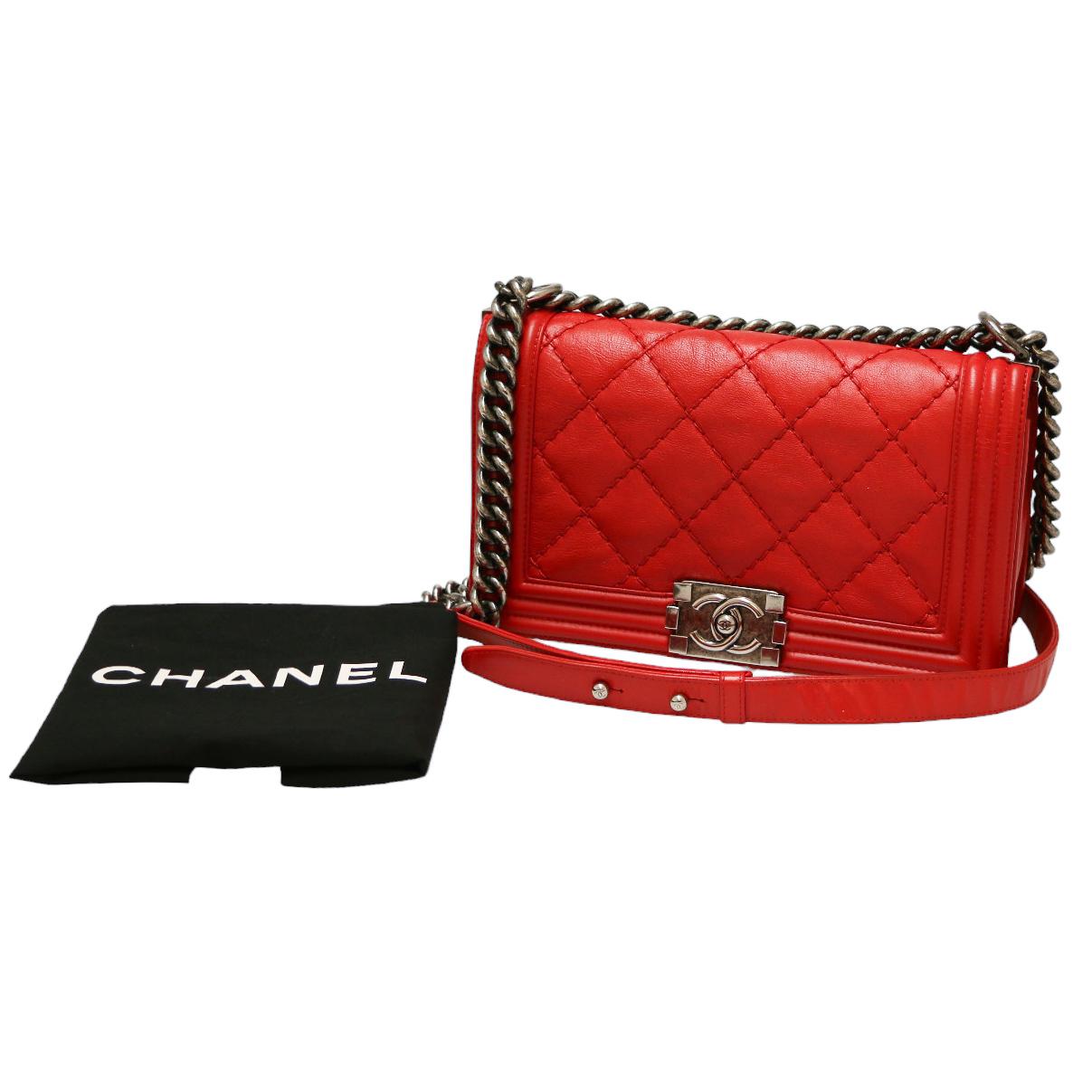 CHANEL Red Boy Bag For Sale 7