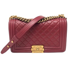 Chanel Red Cube Embossed Calfskin Boy Bag Medium Q6B01ABIR5000