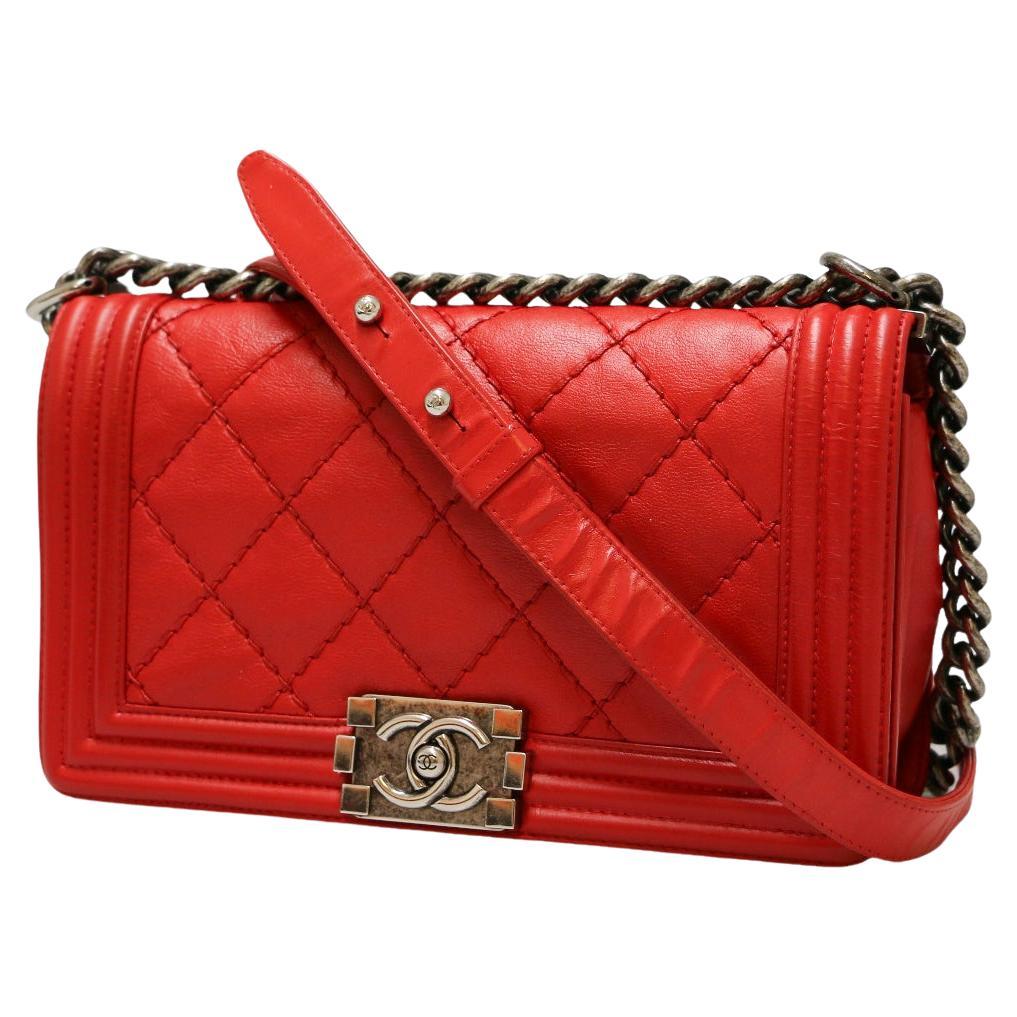 CHANEL Red Boy Bag For Sale