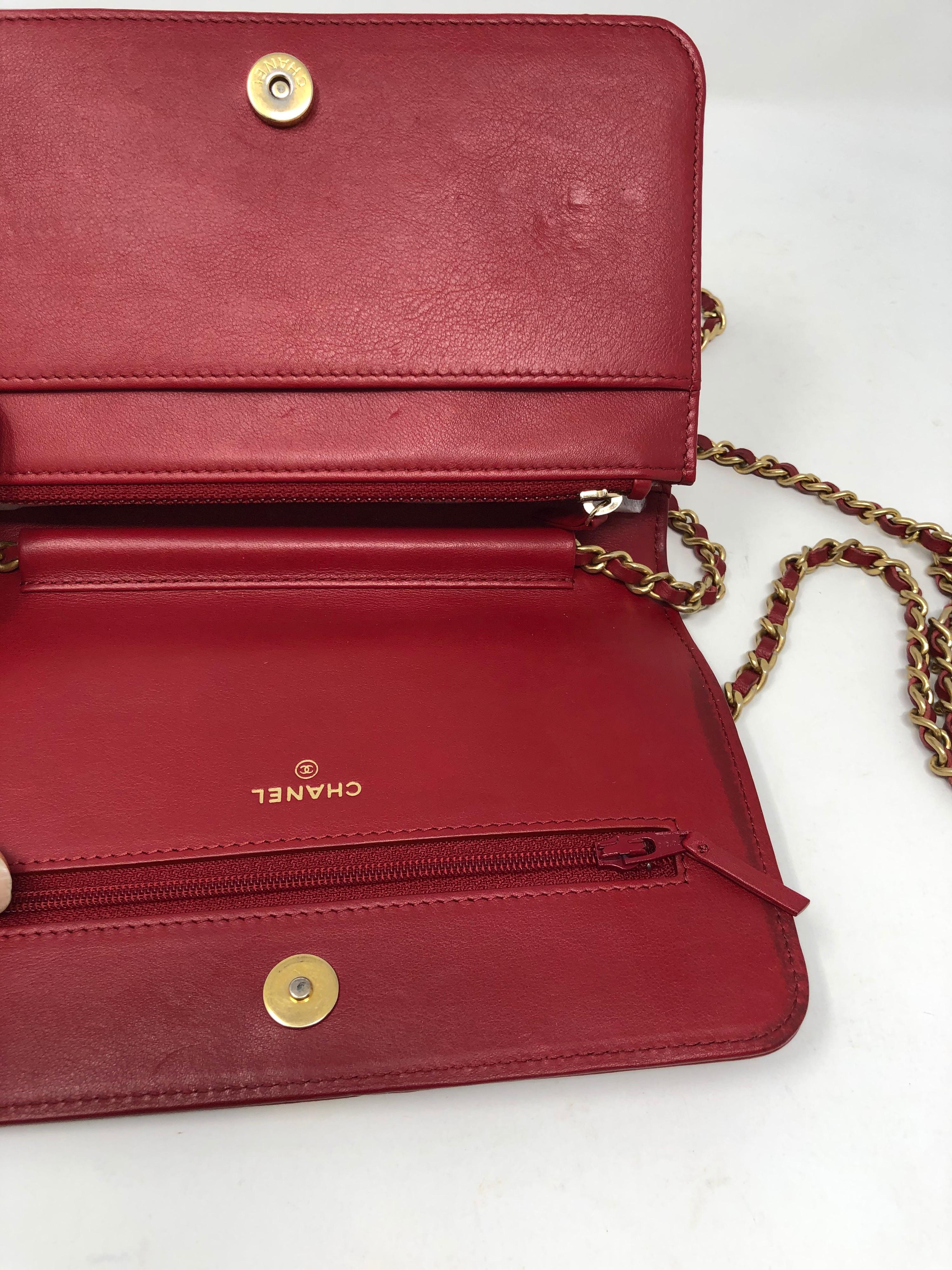 Chanel Red Boy Wallet On A Chain Bag 7
