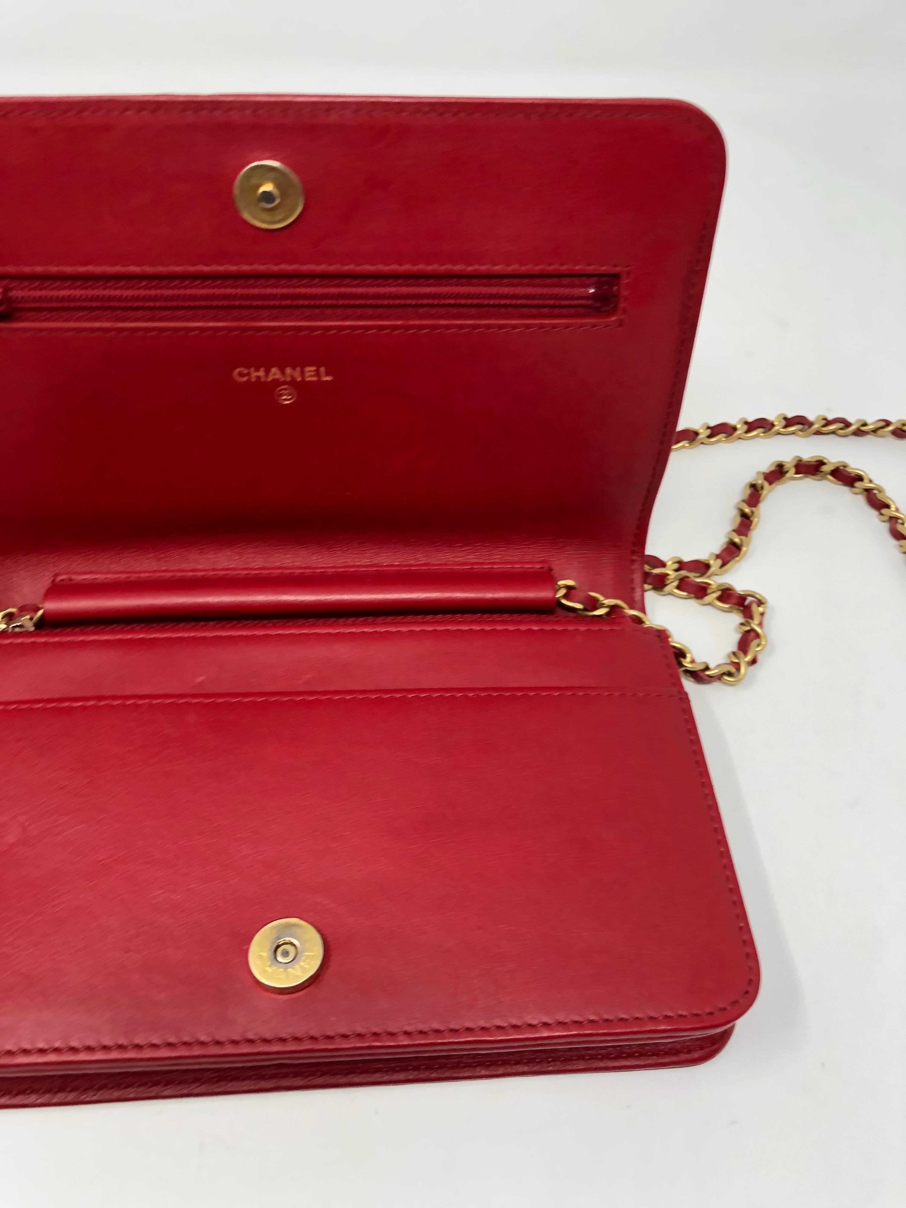 Chanel Red Boy Wallet On A Chain Bag 9
