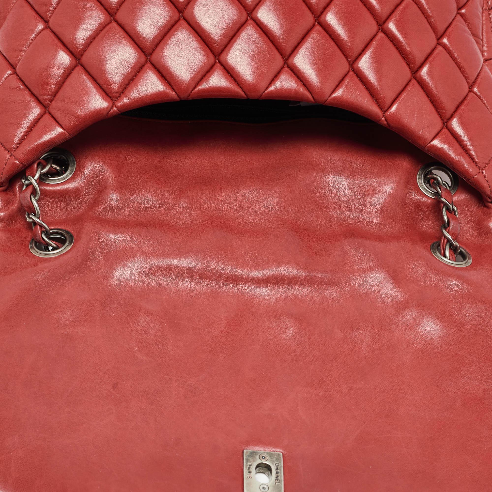 Chanel Red Bubble Quilted Leather Flap Shoulder Bag 3