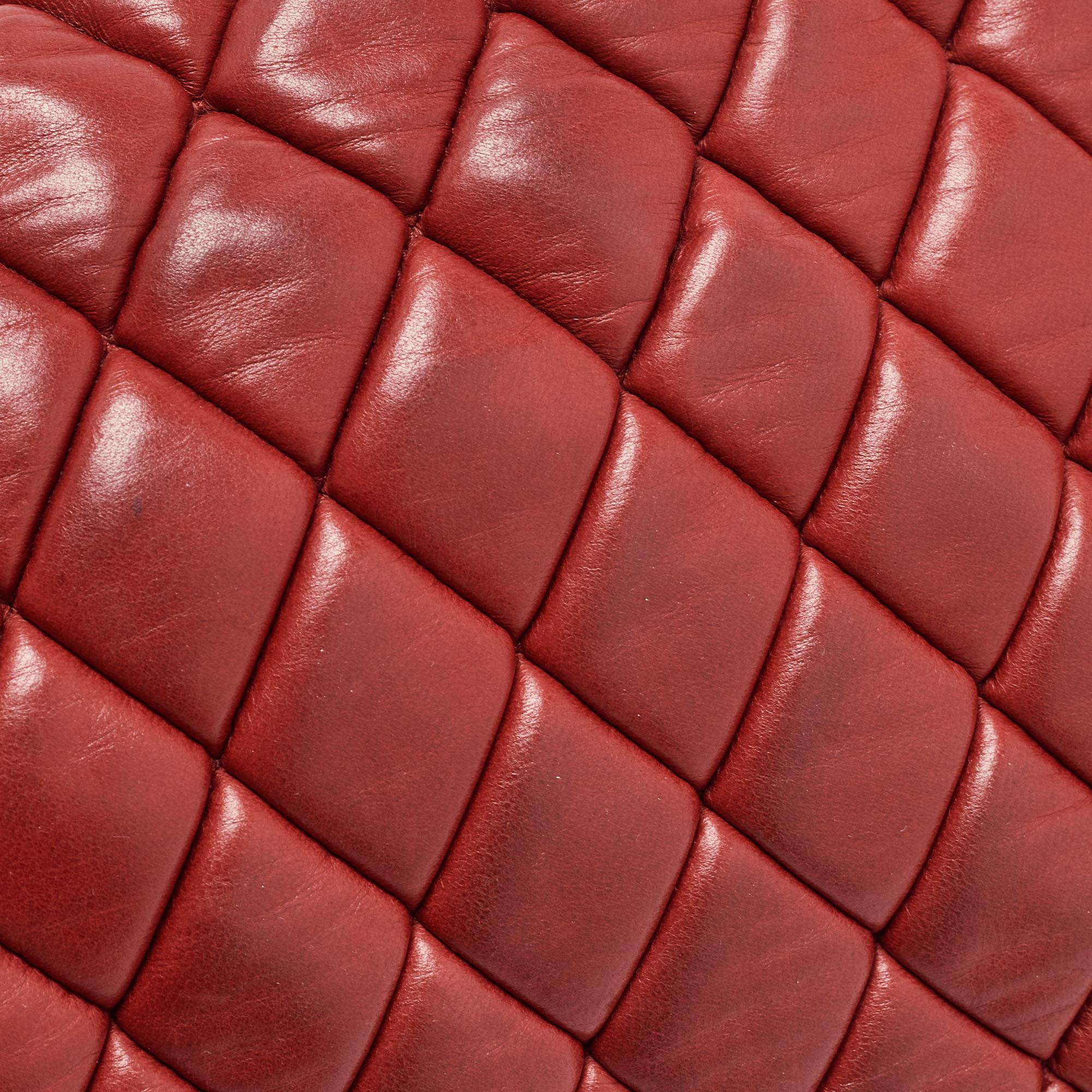 Chanel Red Bubble Quilted Leather Flap Shoulder Bag 5