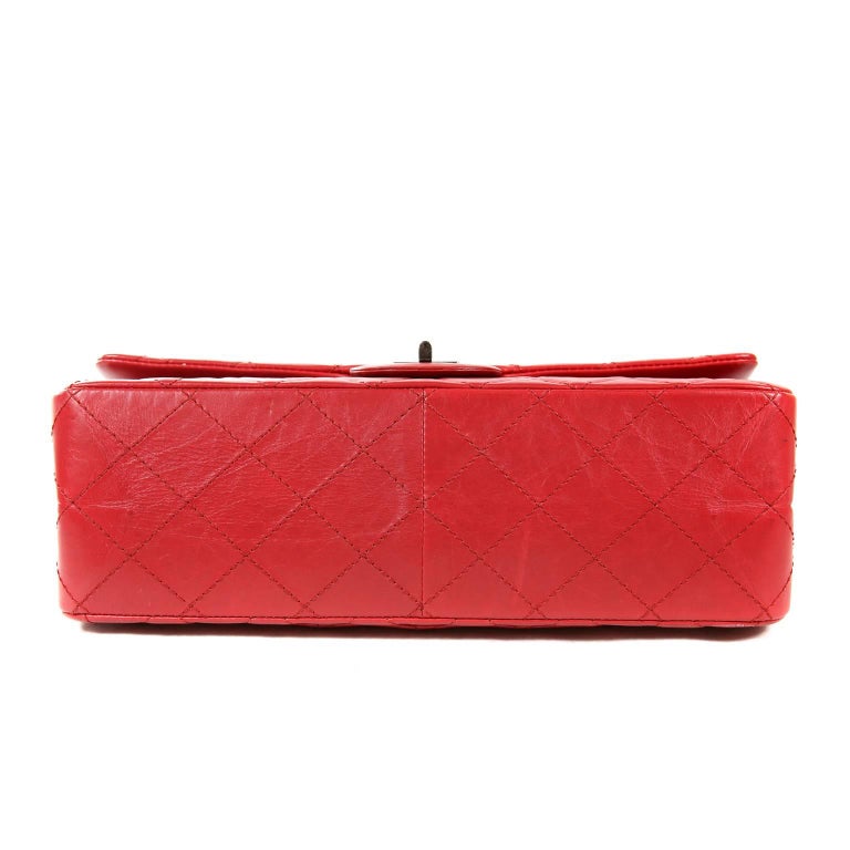 Chanel Red Calfskin 2.55 Reissue Flap Bag- 227 size at 1stDibs