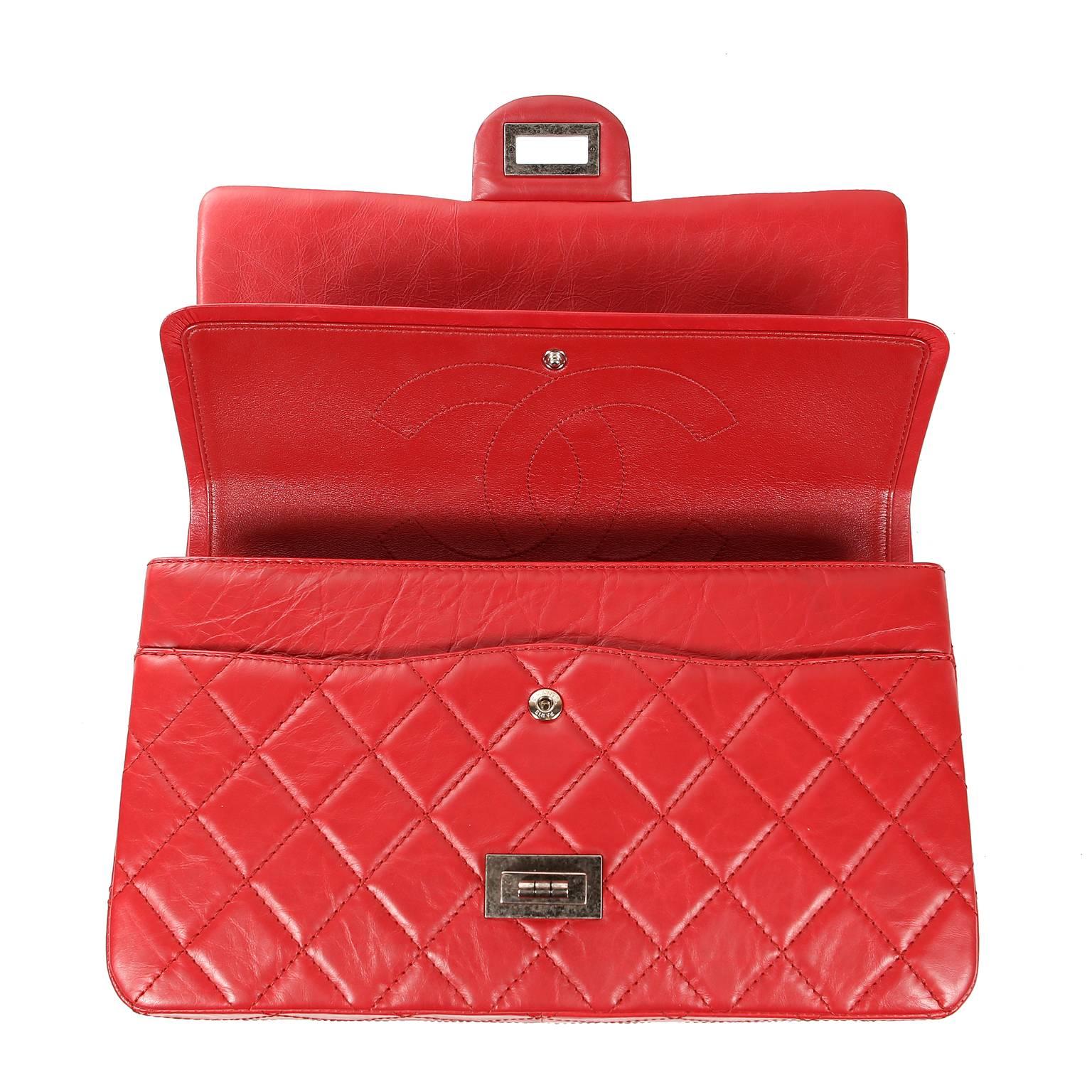 Women's Chanel Red Calfskin 2.55 Reissue Flap Bag- 227 size