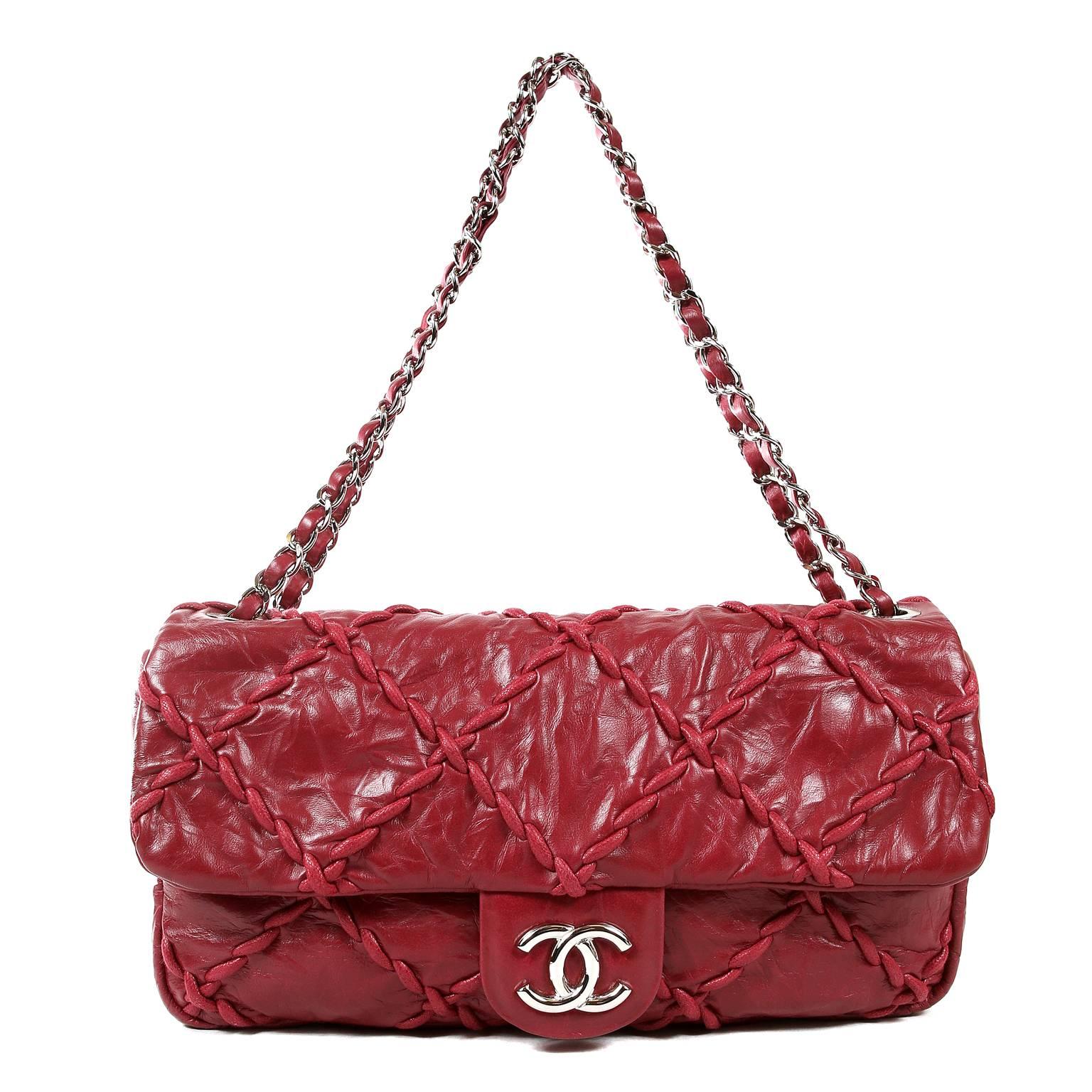 Chanel Red Calfskin Ultra Stitch Flap Bag- Large 7