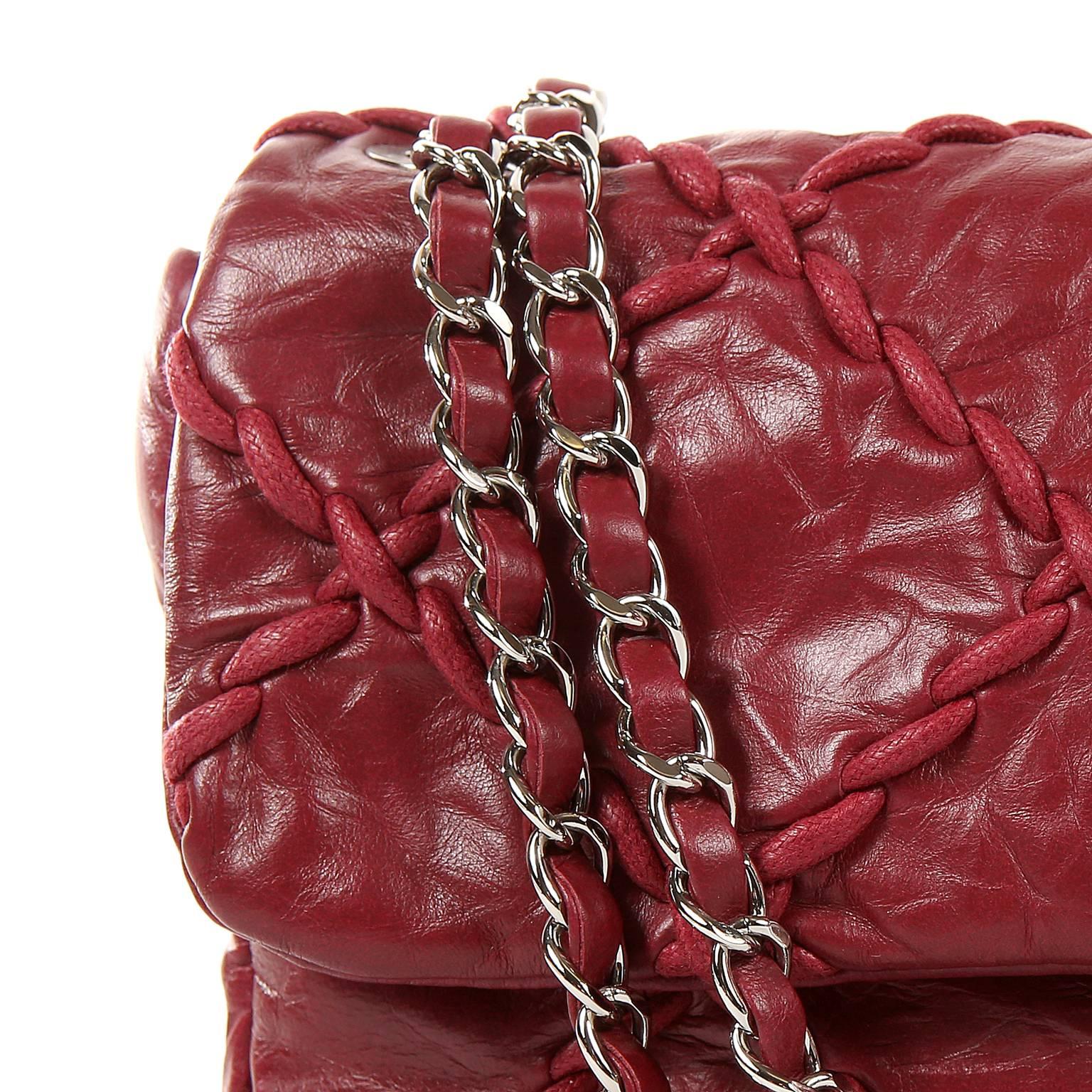 Chanel Red Calfskin Ultra Stitch Flap Bag- Large 1