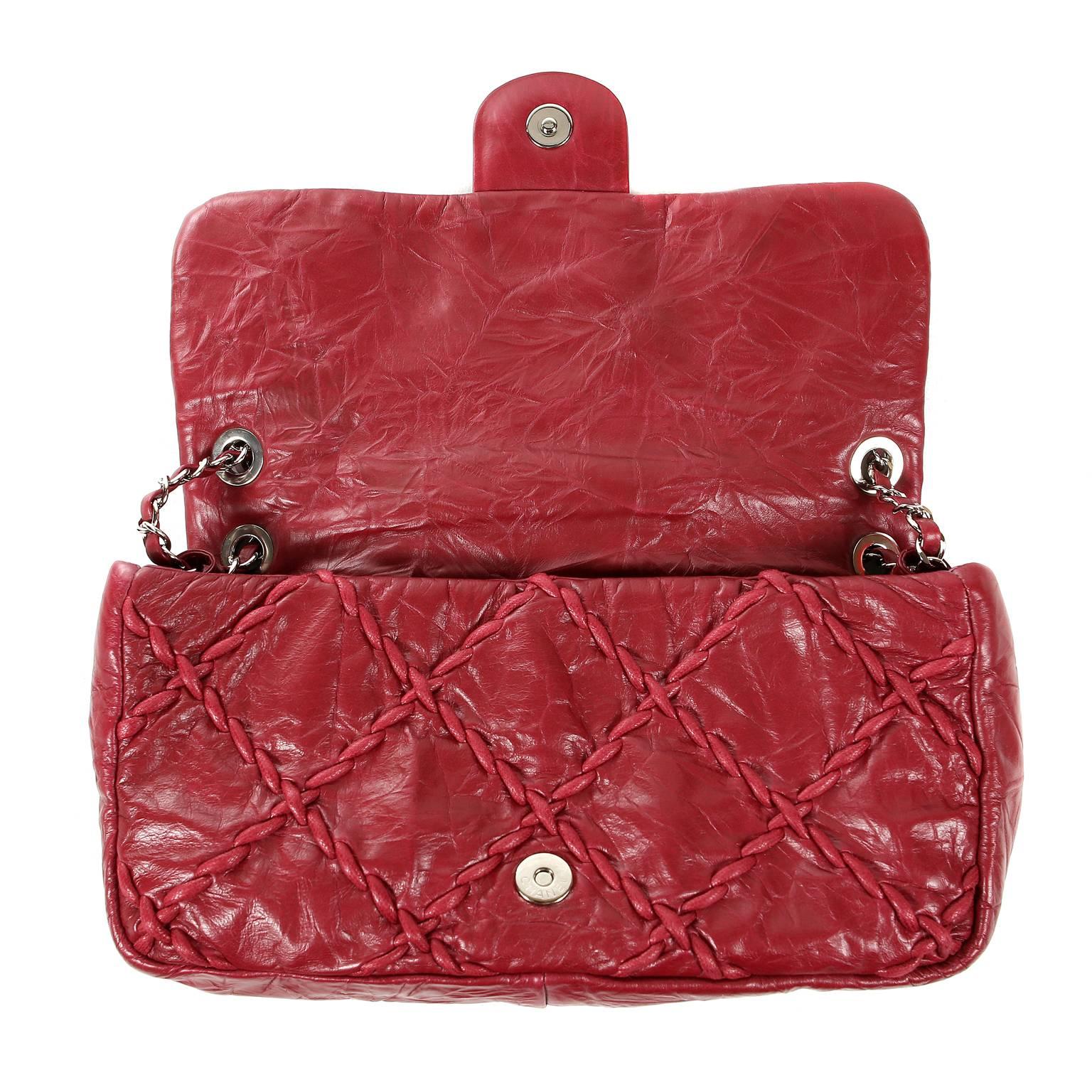 Chanel Red Calfskin Ultra Stitch Flap Bag- Large 2