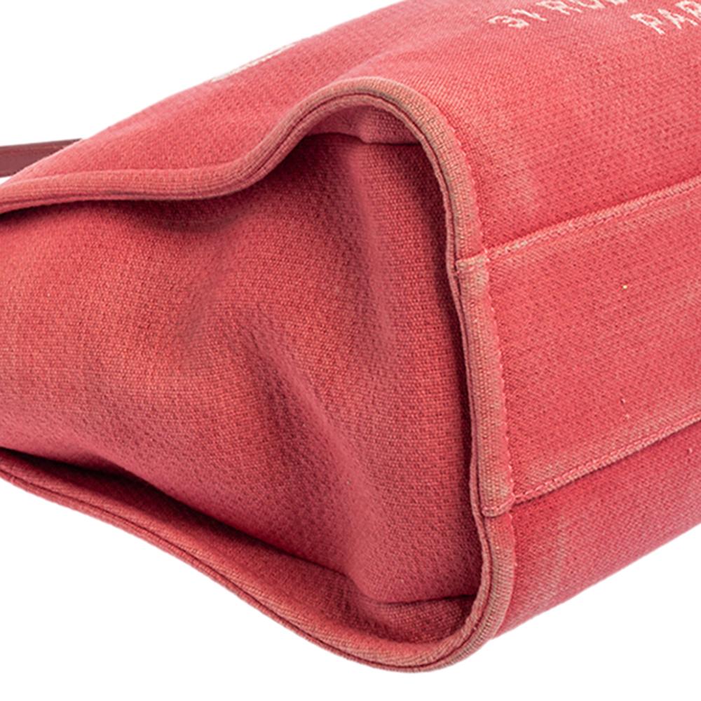 Chanel Red Canvas Medium Deauville Tote 5