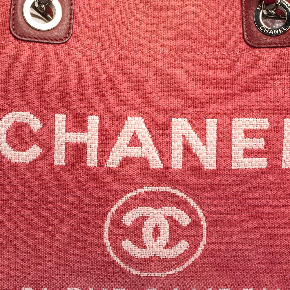 Chanel Red Canvas Medium Deauville Tote 6
