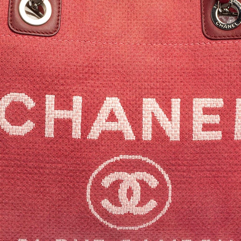 Chanel Red Canvas Medium Deauville Tote For Sale 8