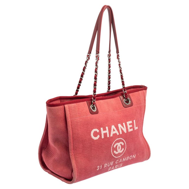 Women's Chanel Red Canvas Medium Deauville Tote For Sale