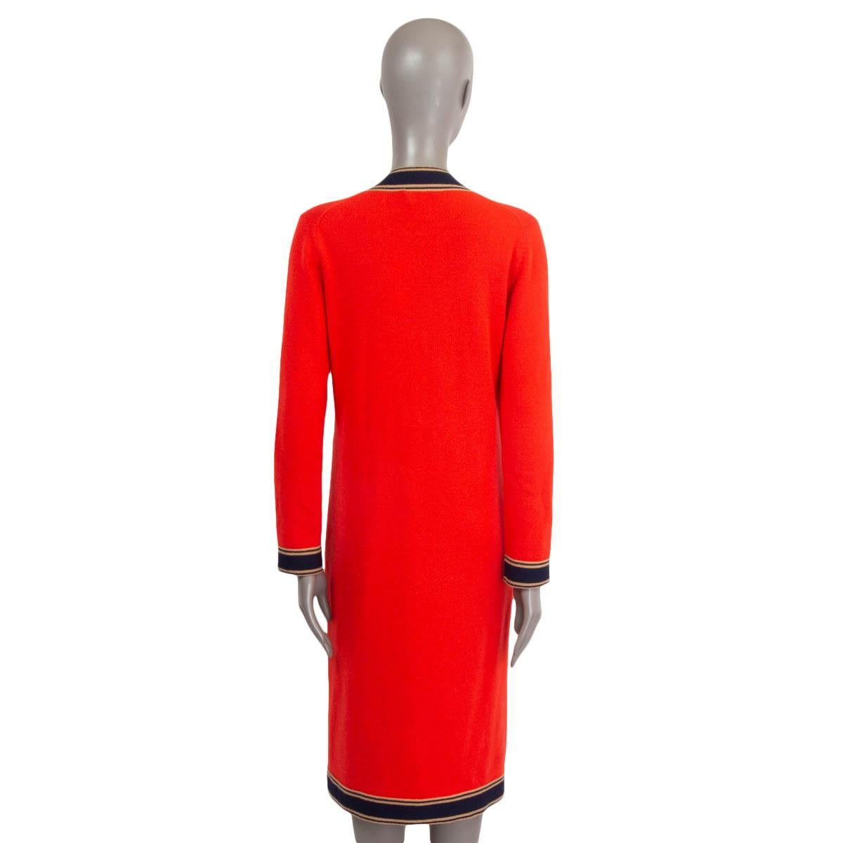 Red CHANEL red cashmere 2020 20C LONG Cardigan Sweater 42 L For Sale